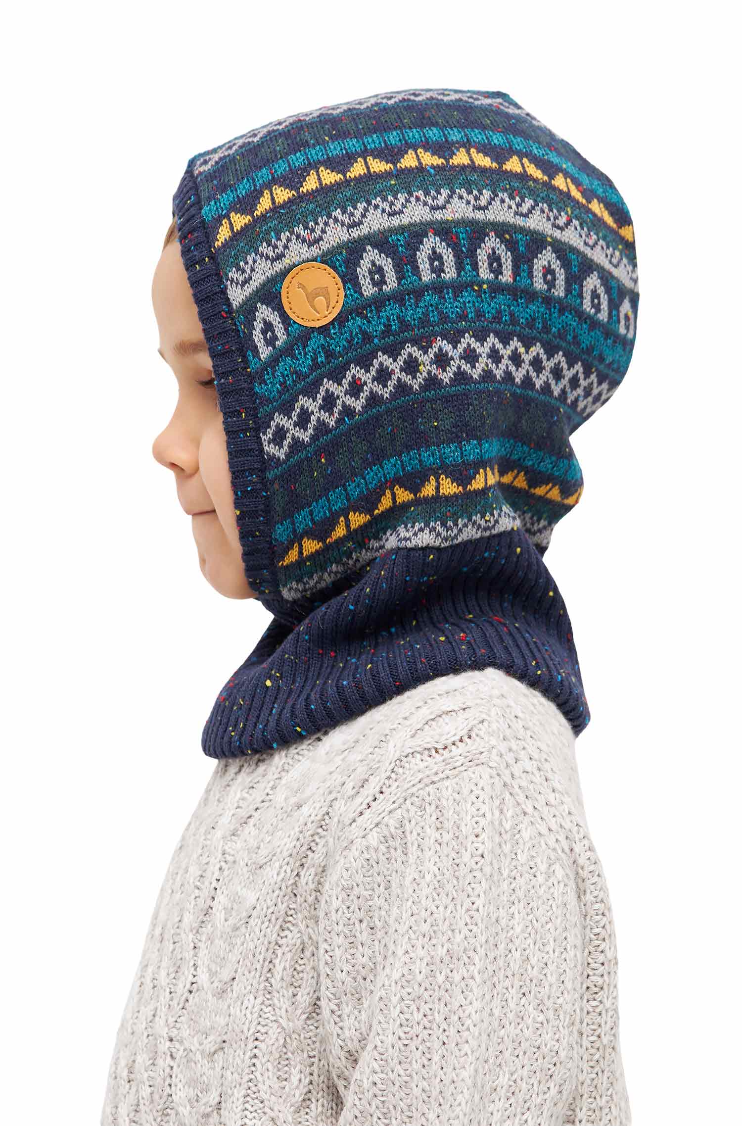 Alpaka Schlupfmütze MONITO aus Baby Alpaka und Pima Baumwolle-blau