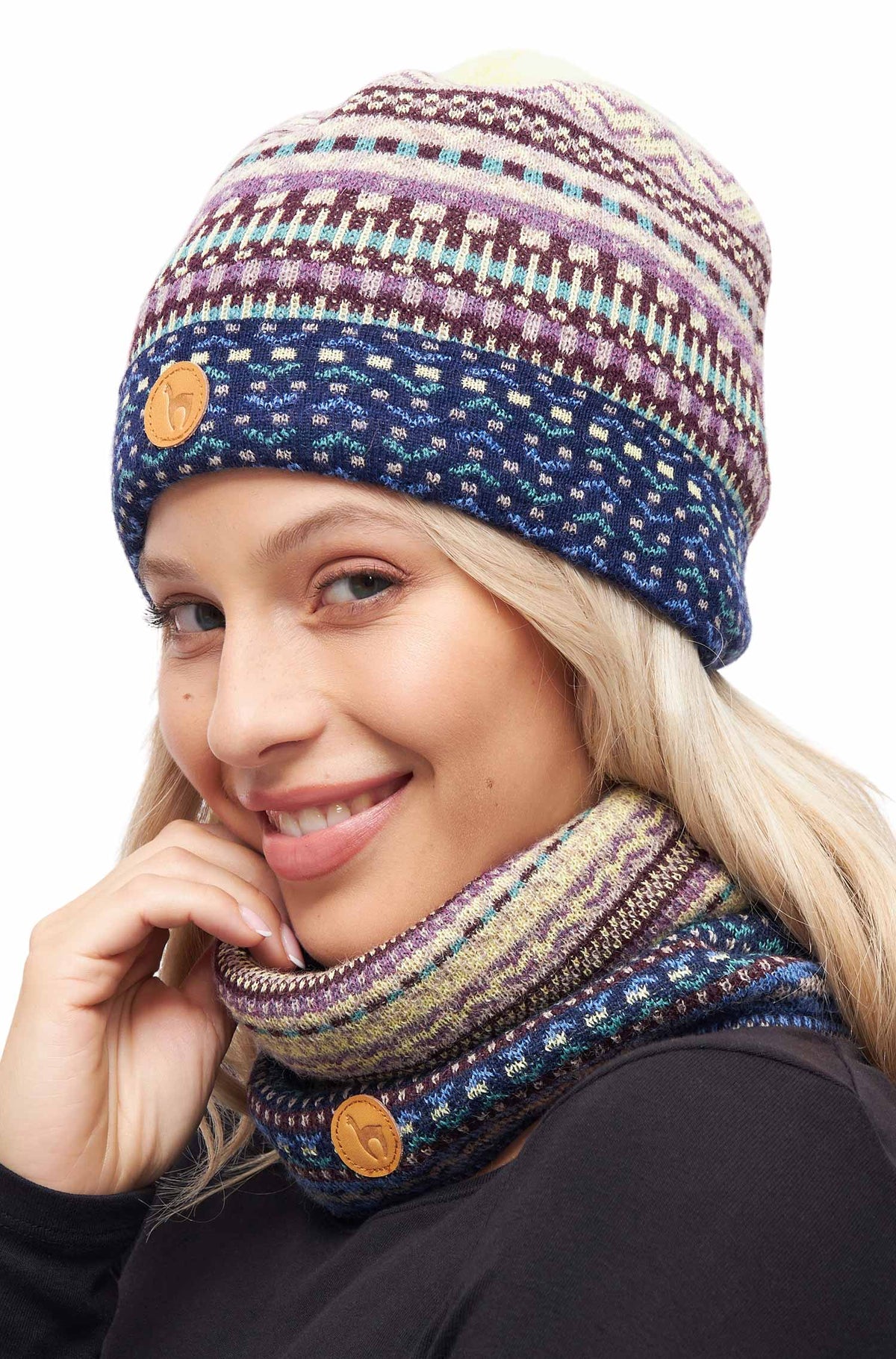 Alpaka Loopschal DILAYA, zum Binden-sand multi
