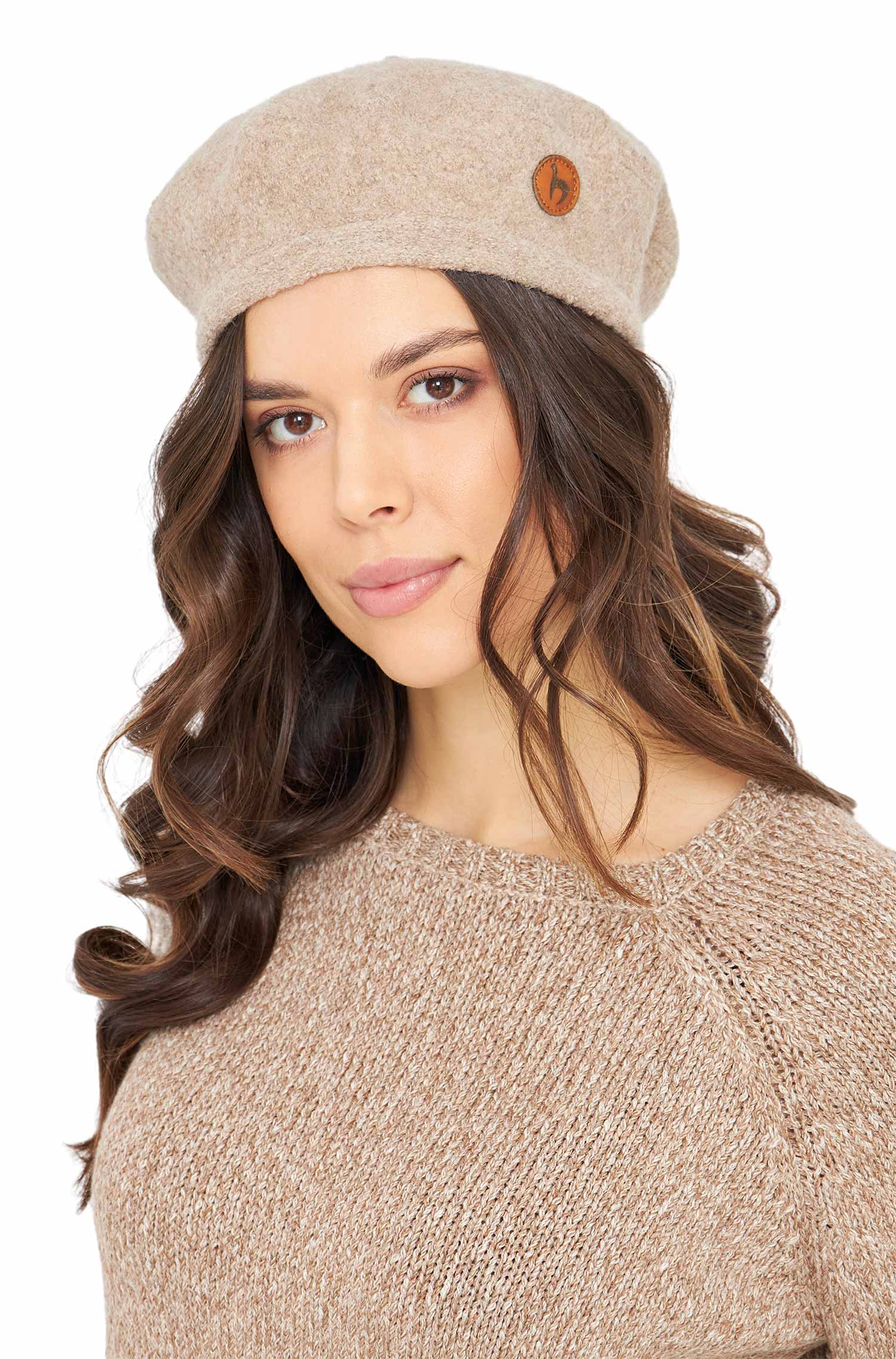 Alpaka Baskenmütze BERET aus 100% Alpaka-sand
