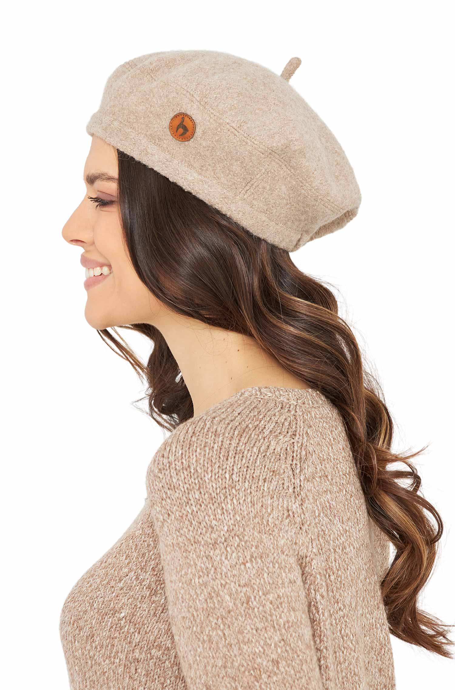 Alpaka Baskenmütze BERET aus 100% Alpaka-sand