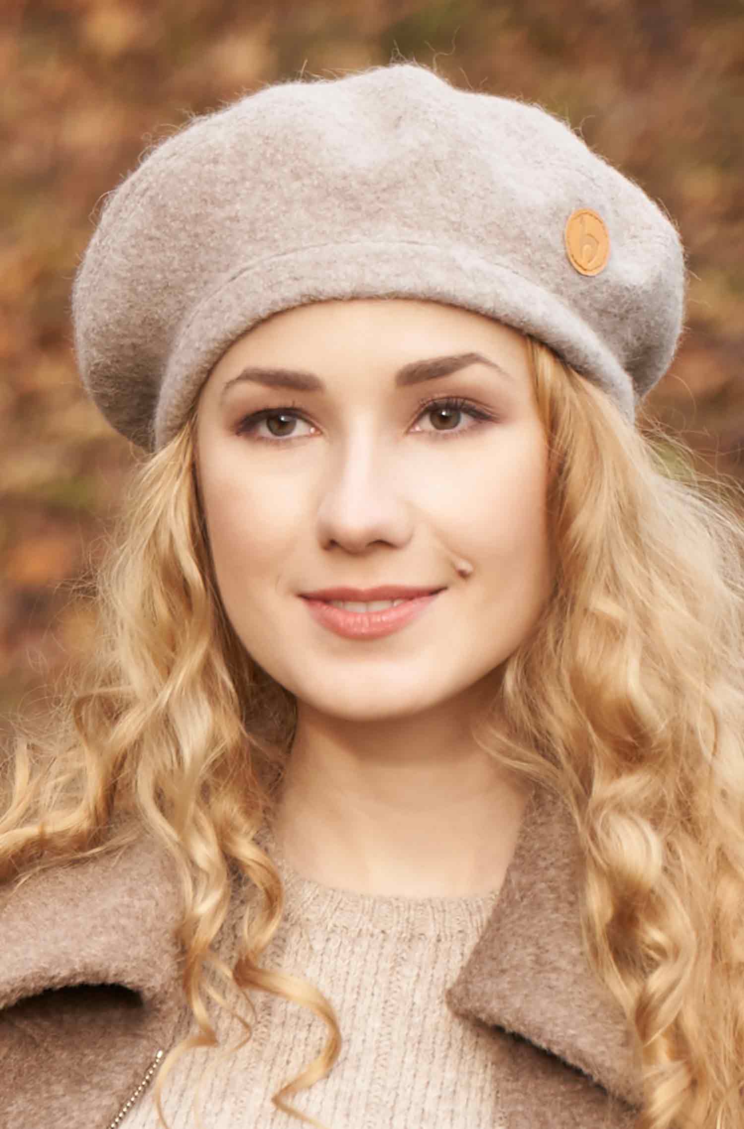 Alpaka Baskenmütze BERET aus 100% Alpaka-sand