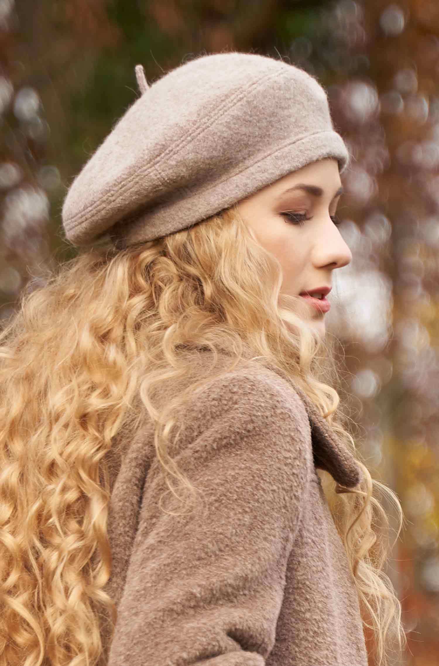 Alpaka Baskenmütze BERET aus 100% Alpaka-sand