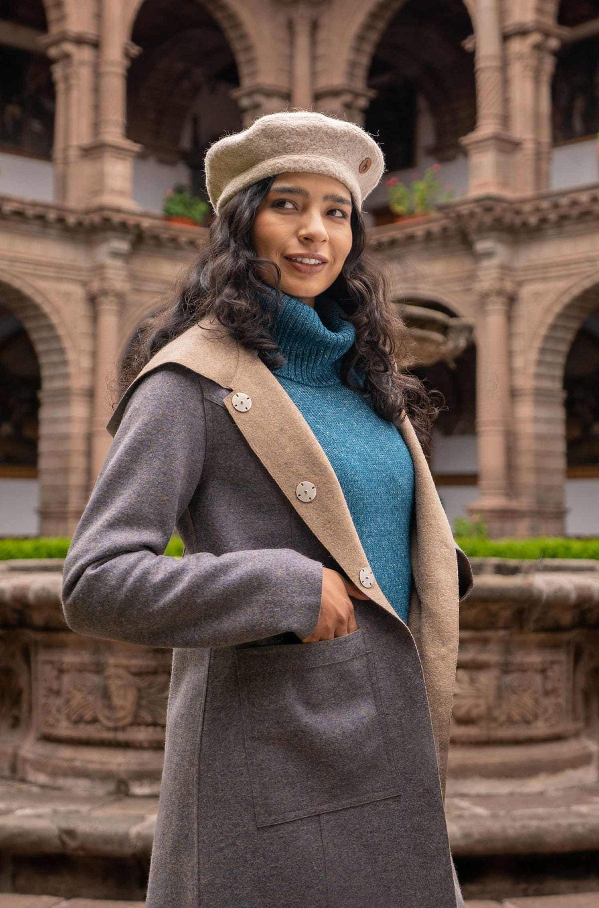 Alpaka Baskenmütze BERET-sand
