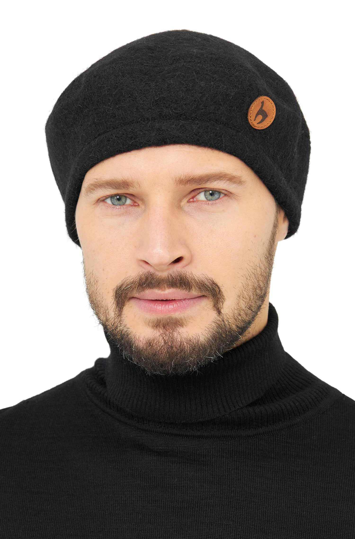 Alpaka Baskenmütze BERET aus 100% Alpaka-schwarz