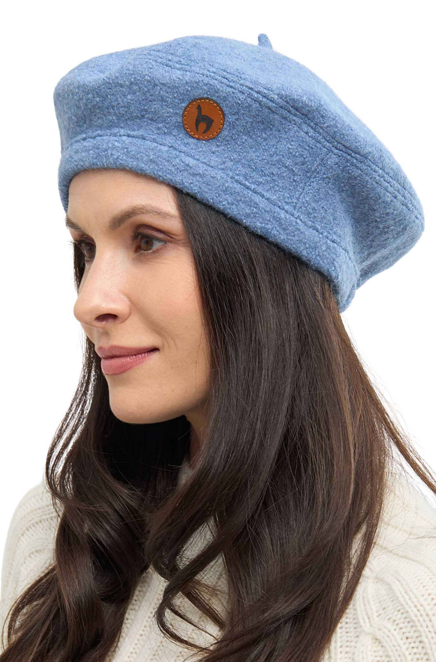 Alpaka Baskenmütze BERET aus 100% Alpaka-sky blue