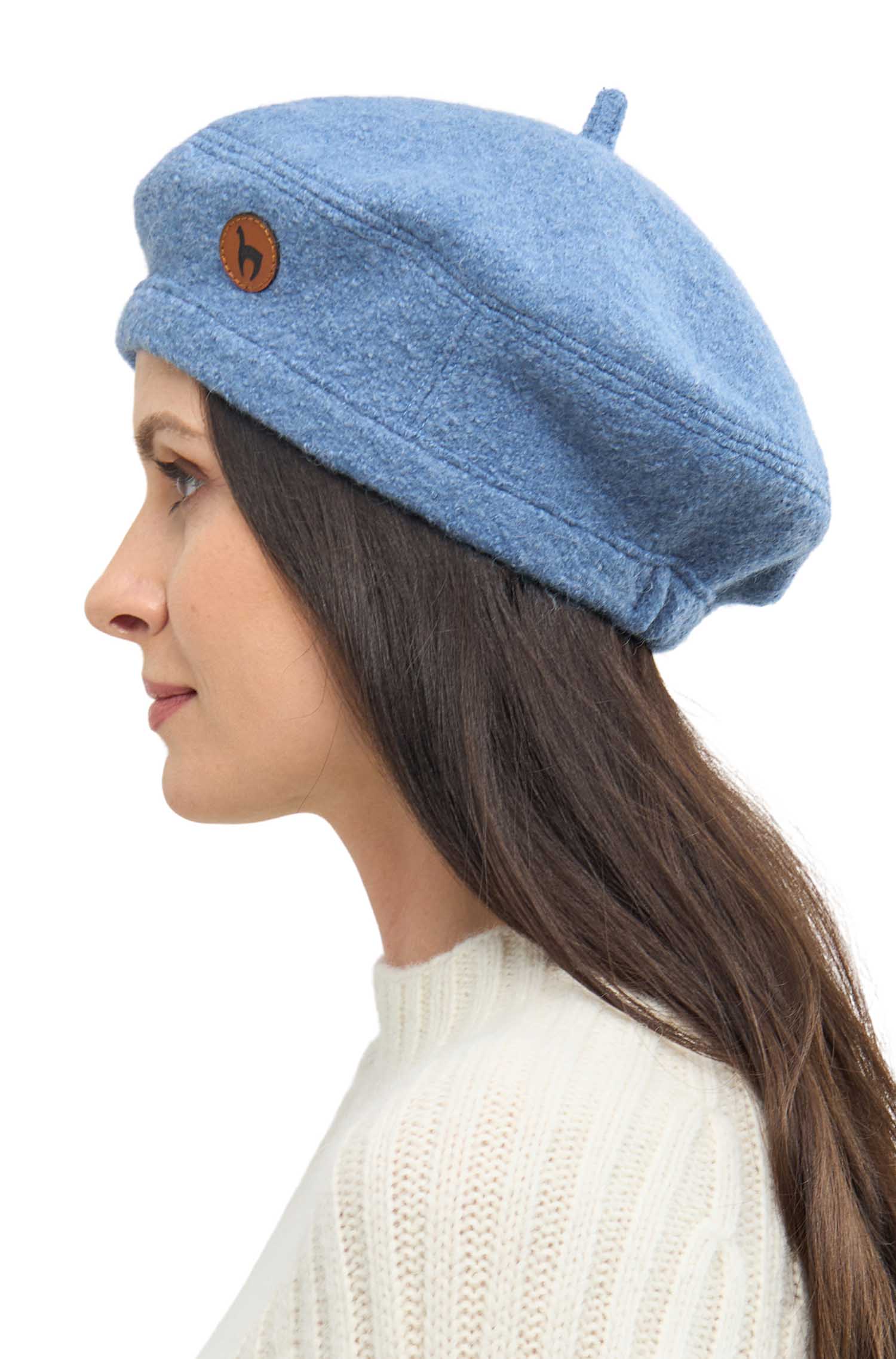 Alpaka Baskenmütze BERET aus 100% Alpaka-sky blue