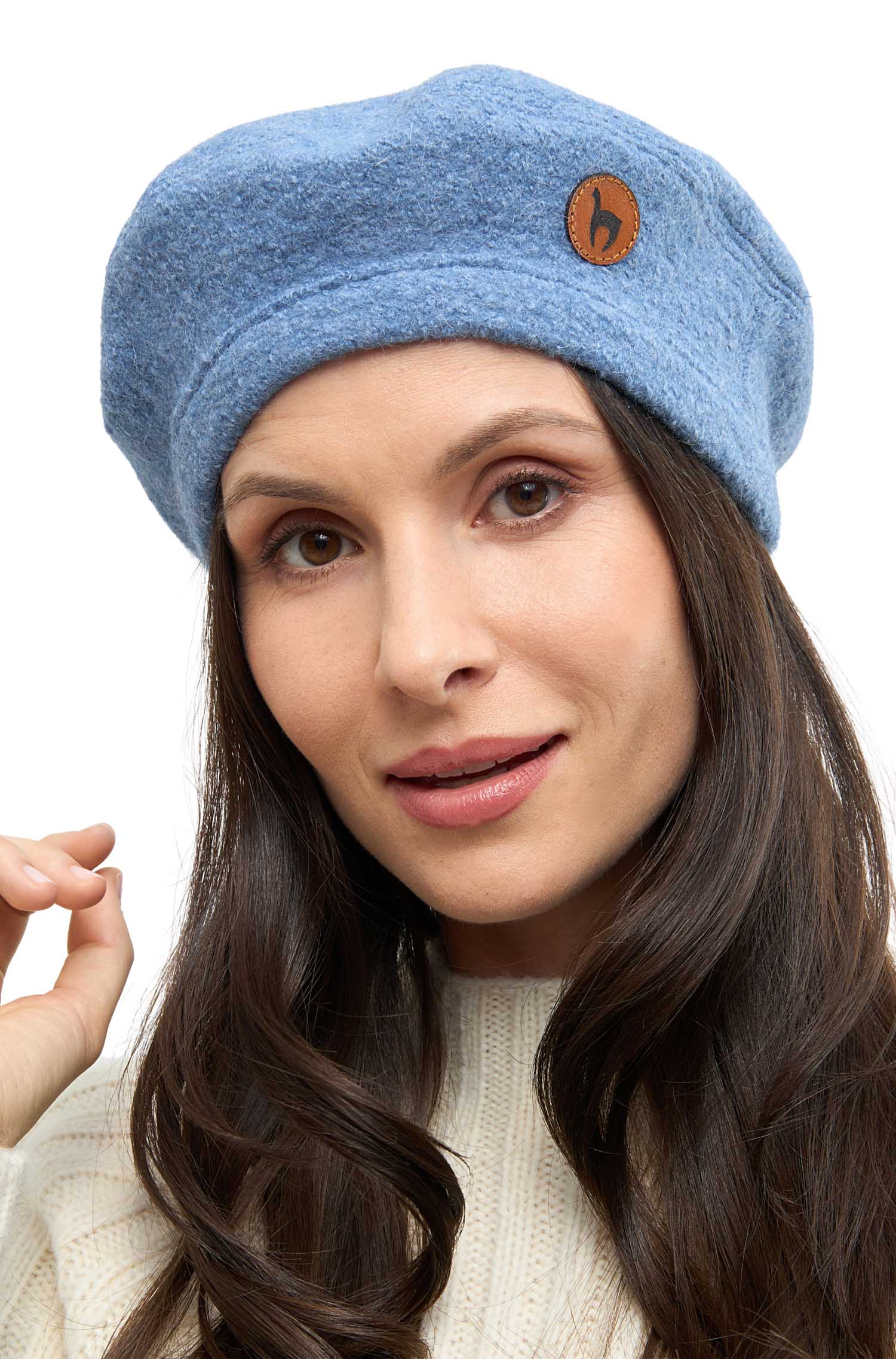 Alpaka Baskenmütze BERET aus 100% Alpaka-sky blue