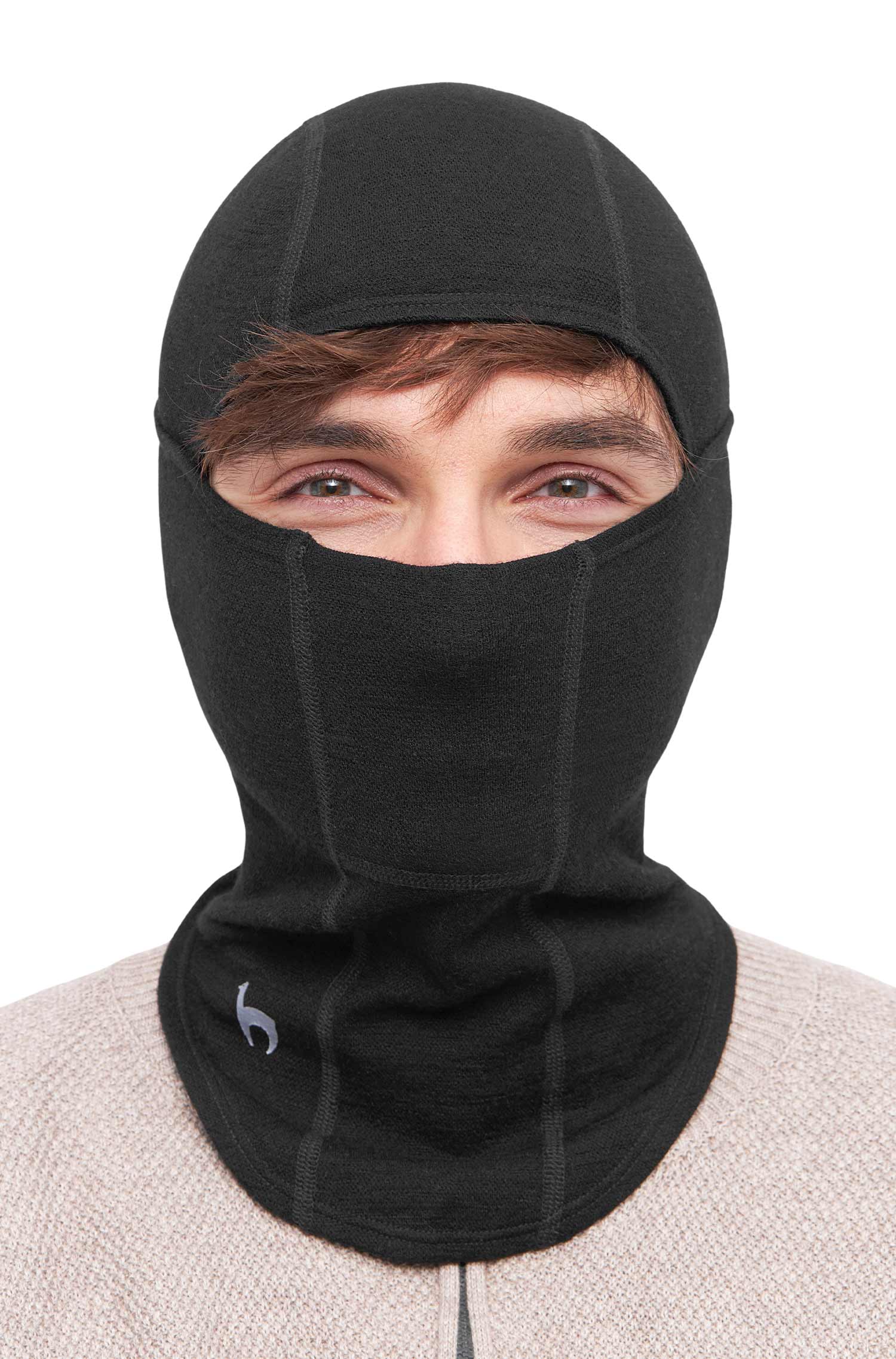 Alpaka Balaclava THERMO LAYER mit Baby Alpaka & Bio-Pima-Baumwolle-schwarz