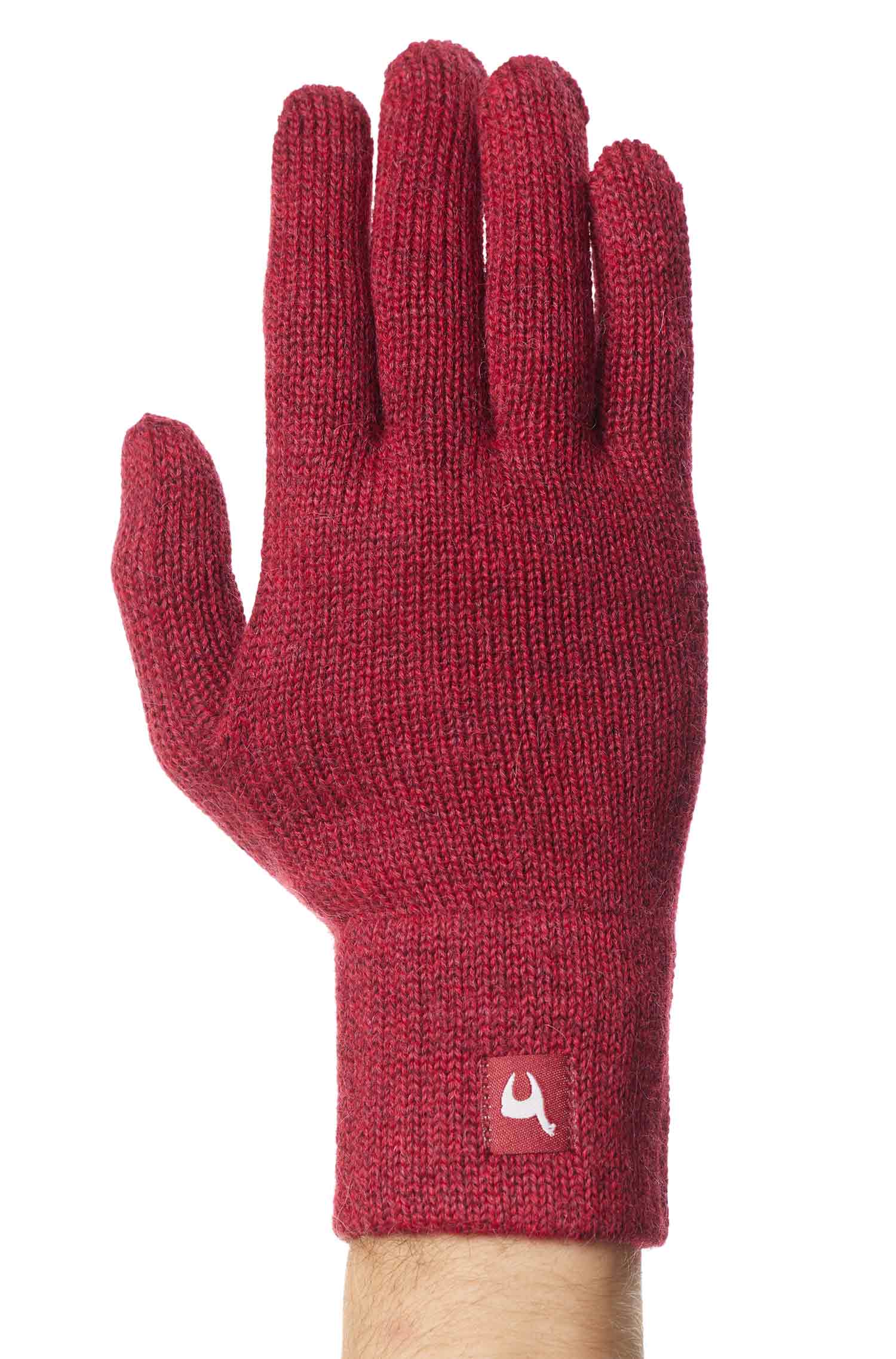 Alpaka Fingerhandschuhe UNI aus 100% Baby Alpaka-rot meliert