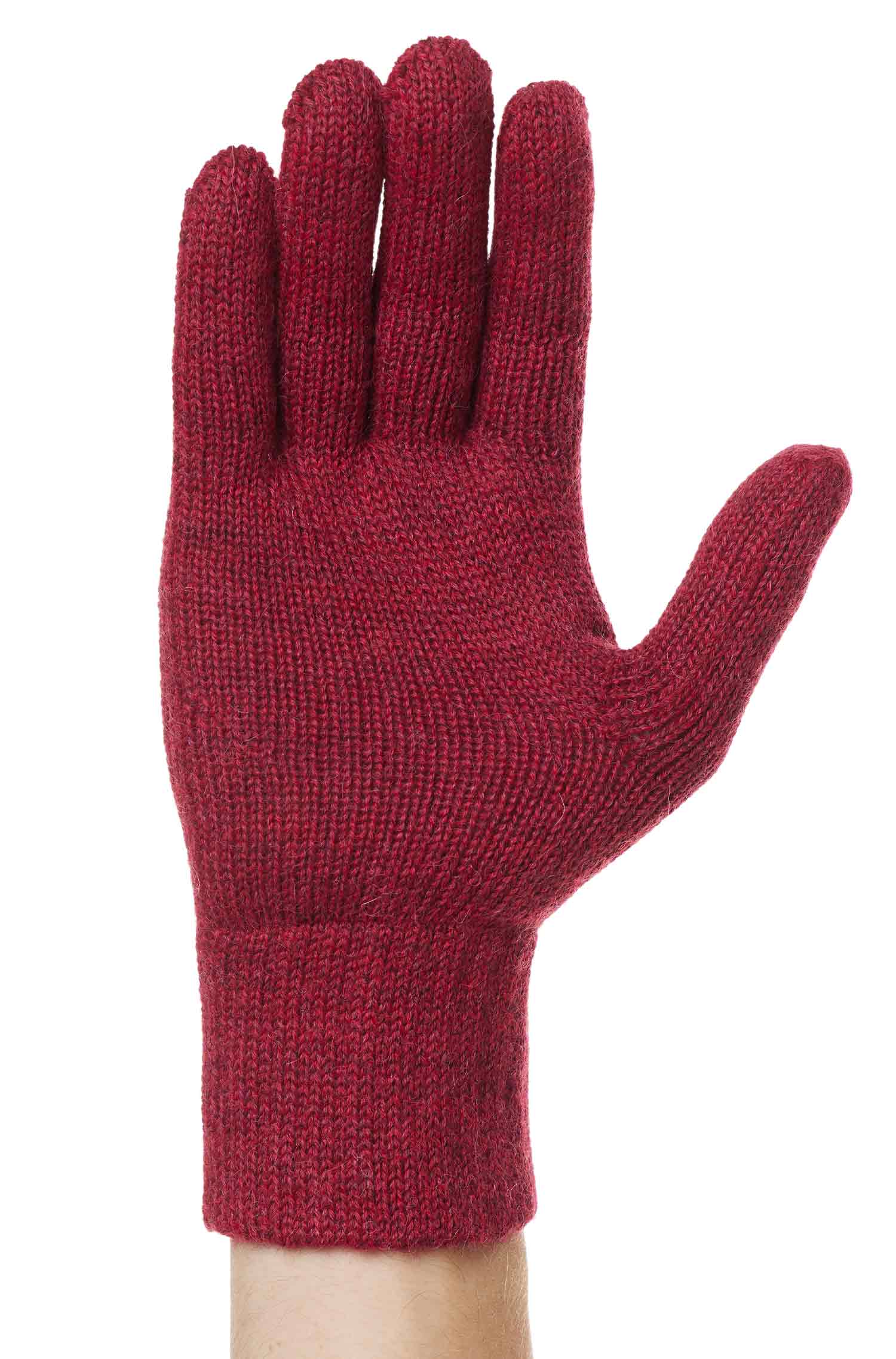 Alpaka Fingerhandschuhe UNI aus 100% Baby Alpaka-rot meliert