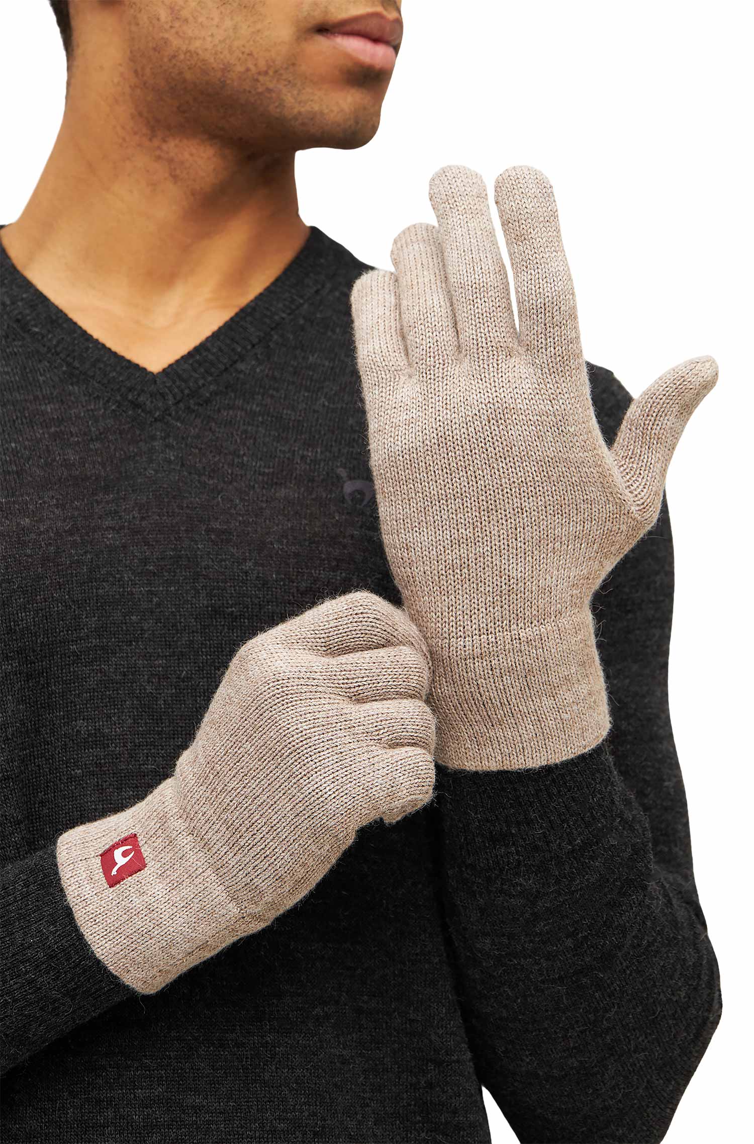 Alpaka Fingerhandschuhe UNI aus 100% Baby Alpaka-sand
