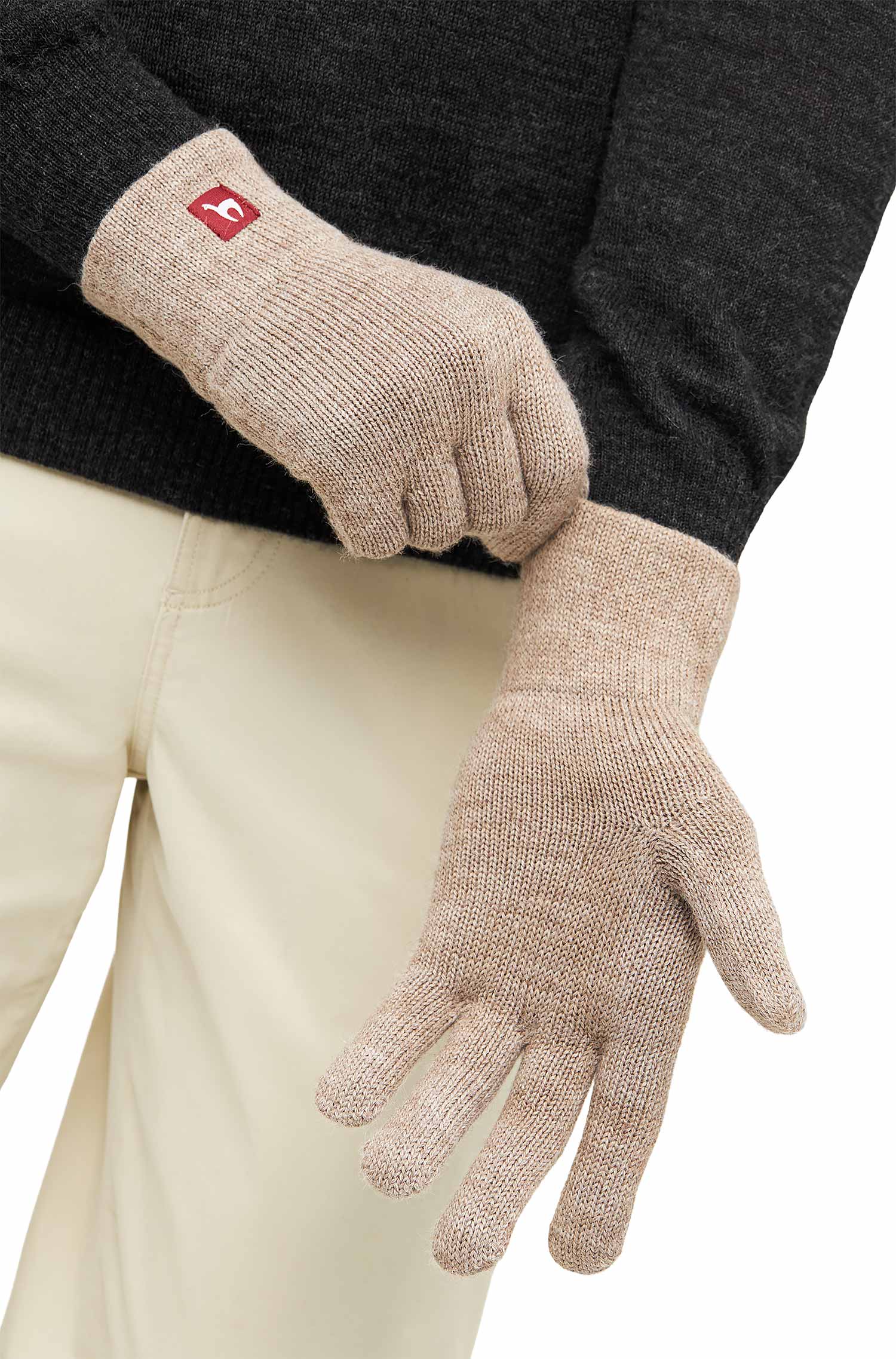 Alpaka Fingerhandschuhe UNI aus 100% Baby Alpaka-sand