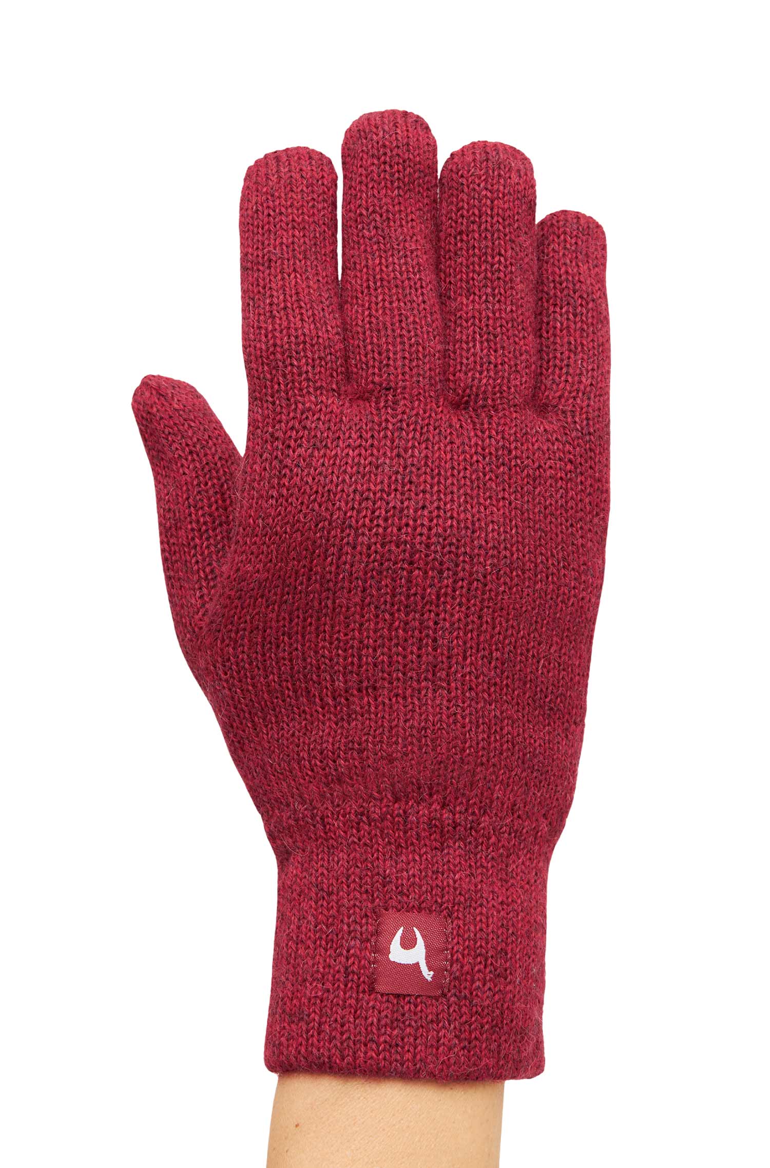 Alpaka Gefütterte Fingerhandschuhe UNI aus 100% Alpaka-rot meliert