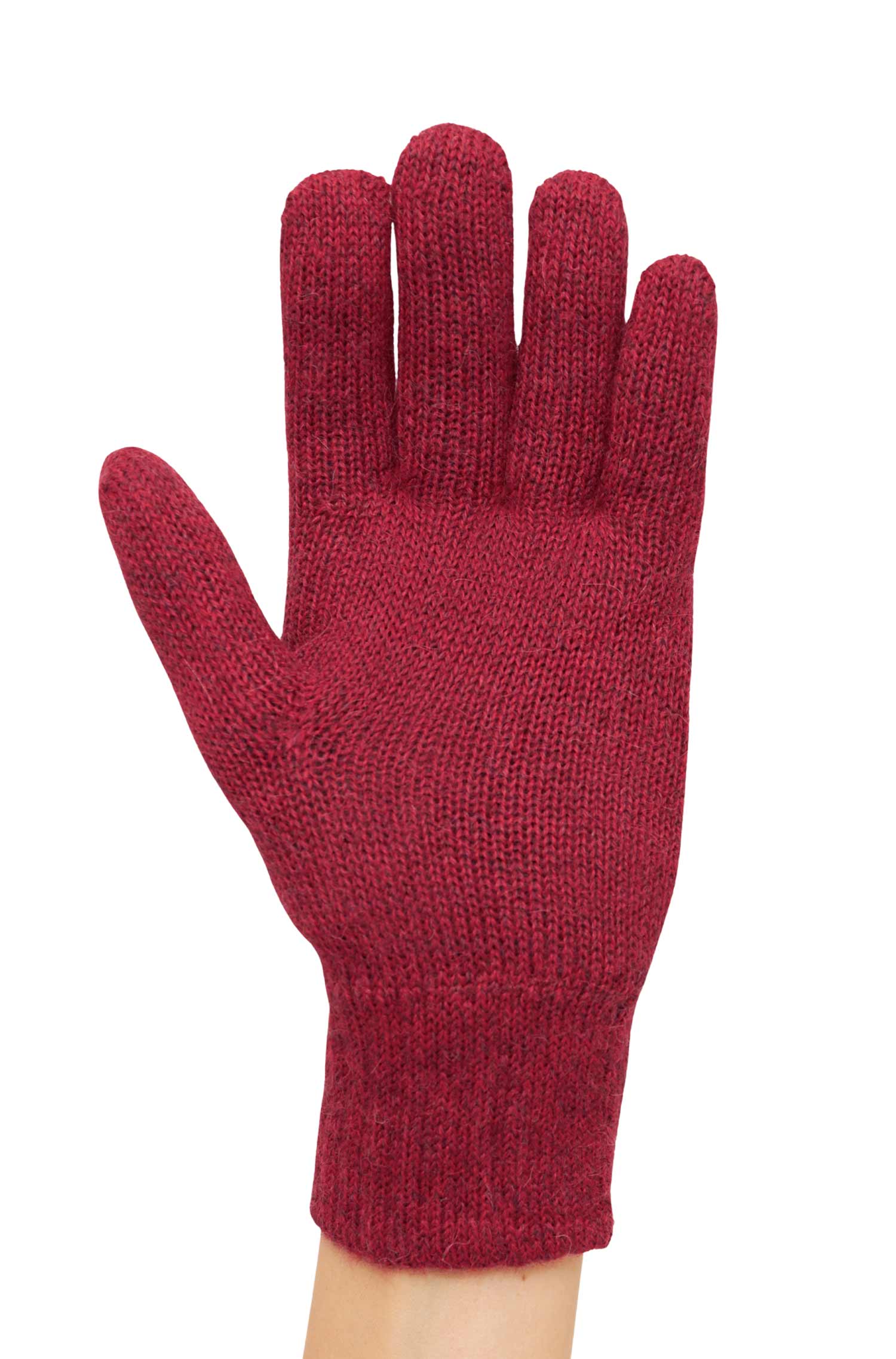 Alpaka Gefütterte Fingerhandschuhe UNI aus 100% Alpaka-rot meliert