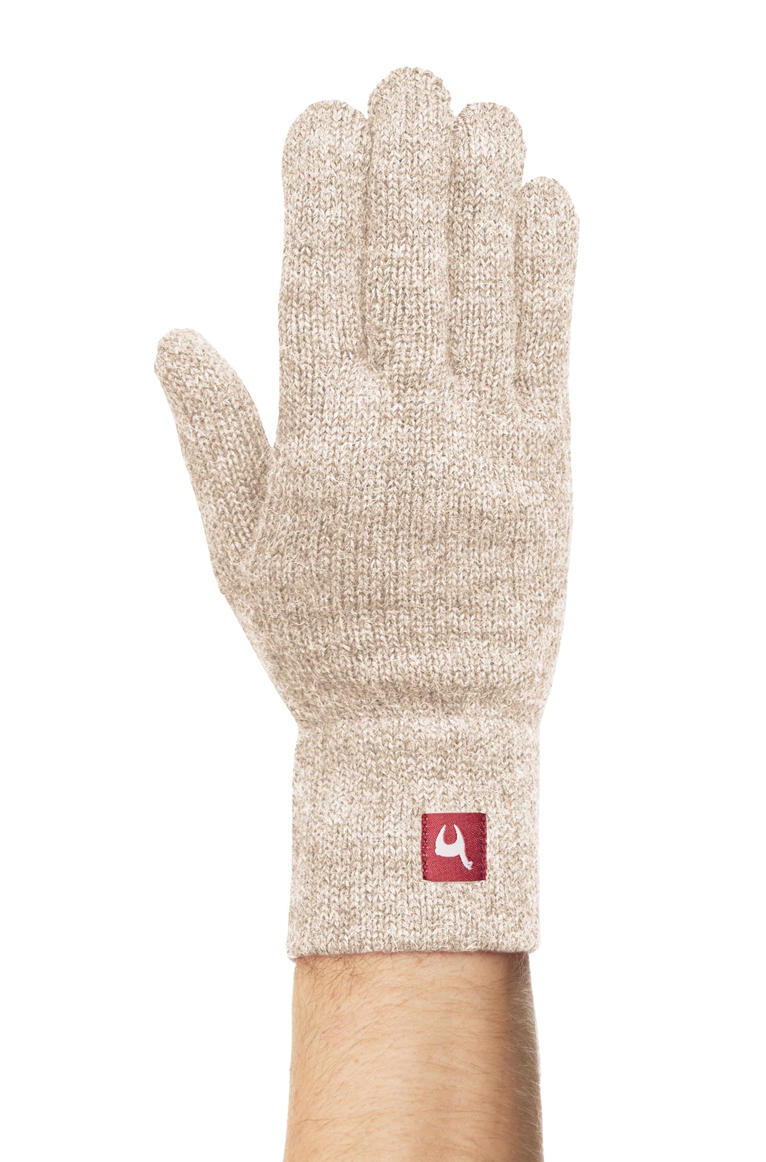 Alpaka Gefütterte Fingerhandschuhe UNI aus 100% Alpaka-sand