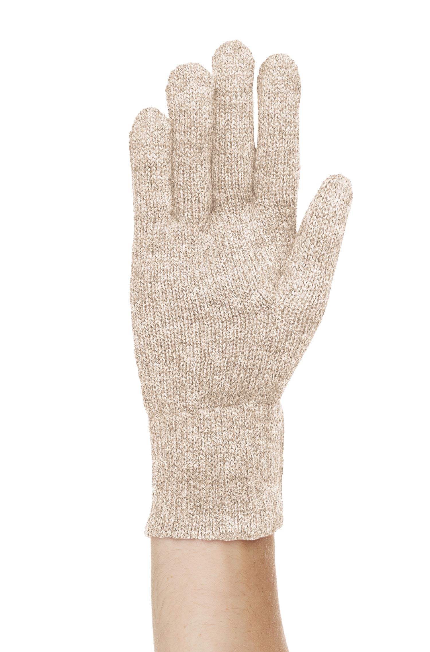 Alpaka Gefütterte Fingerhandschuhe UNI aus 100% Alpaka-sand