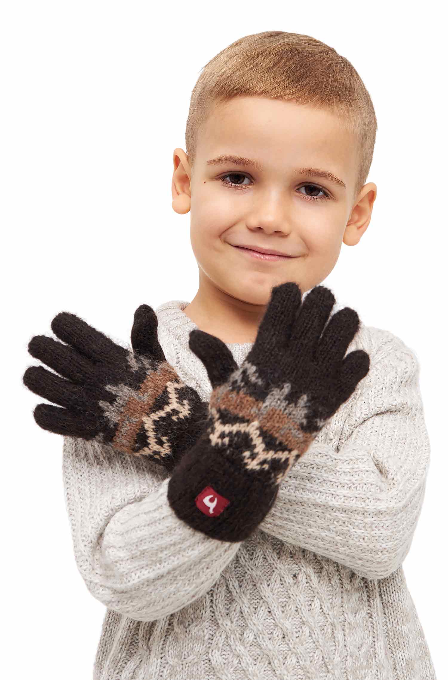 Kinder Handschuhe NATURA, wendbar | 4-12 Jahre-dunkelbraun
