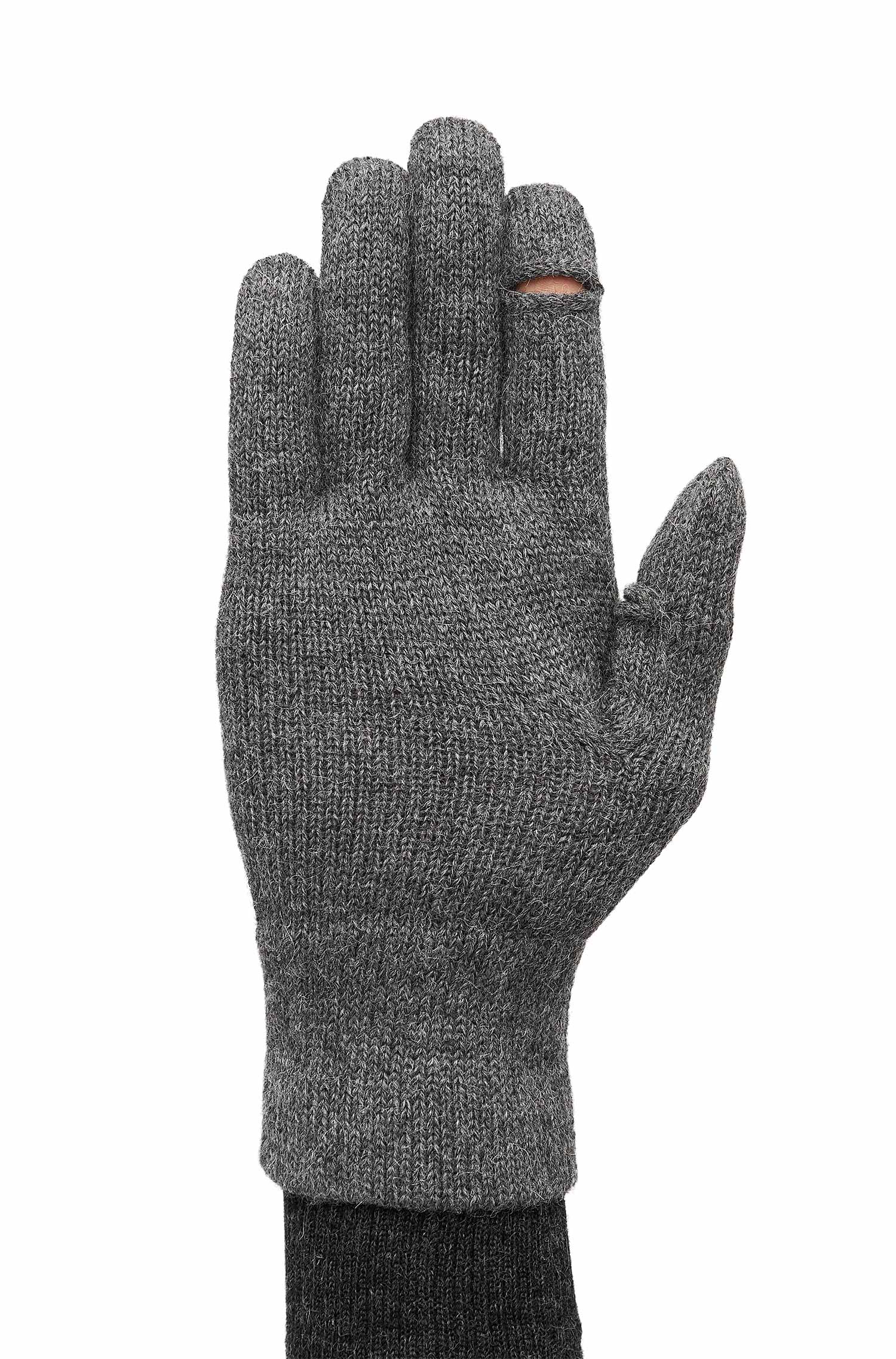Alpaka Fingerhandschuhe TOUCH aus 100% Baby Alpaka-anthrazit