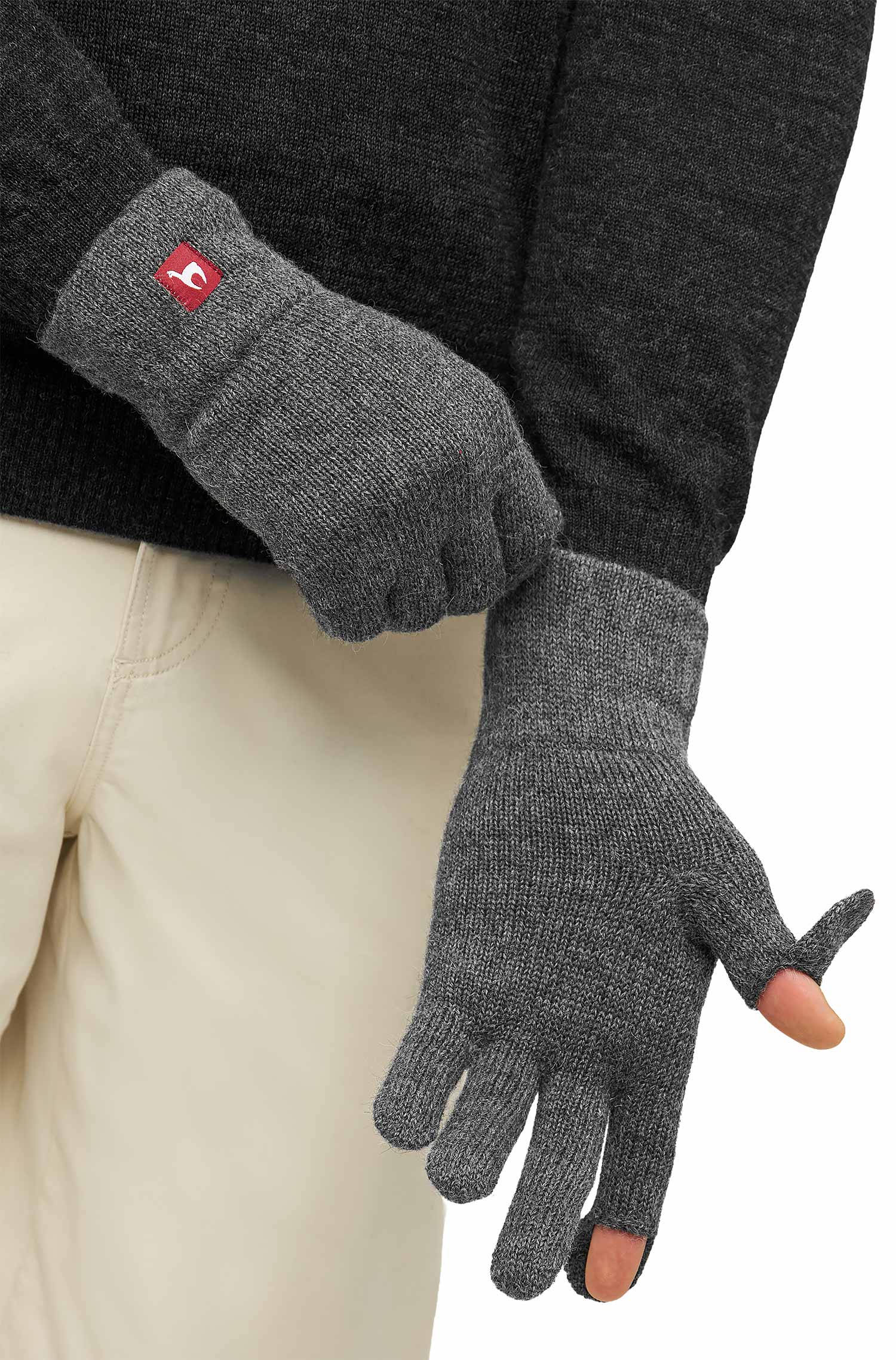 Alpaka Fingerhandschuhe TOUCH aus 100% Baby Alpaka-anthrazit