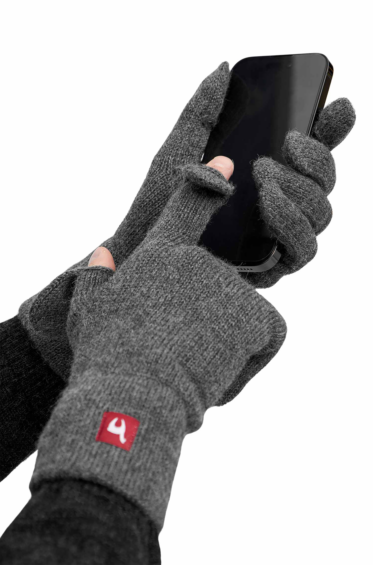 Alpaka Fingerhandschuhe TOUCH aus 100% Baby Alpaka-anthrazit