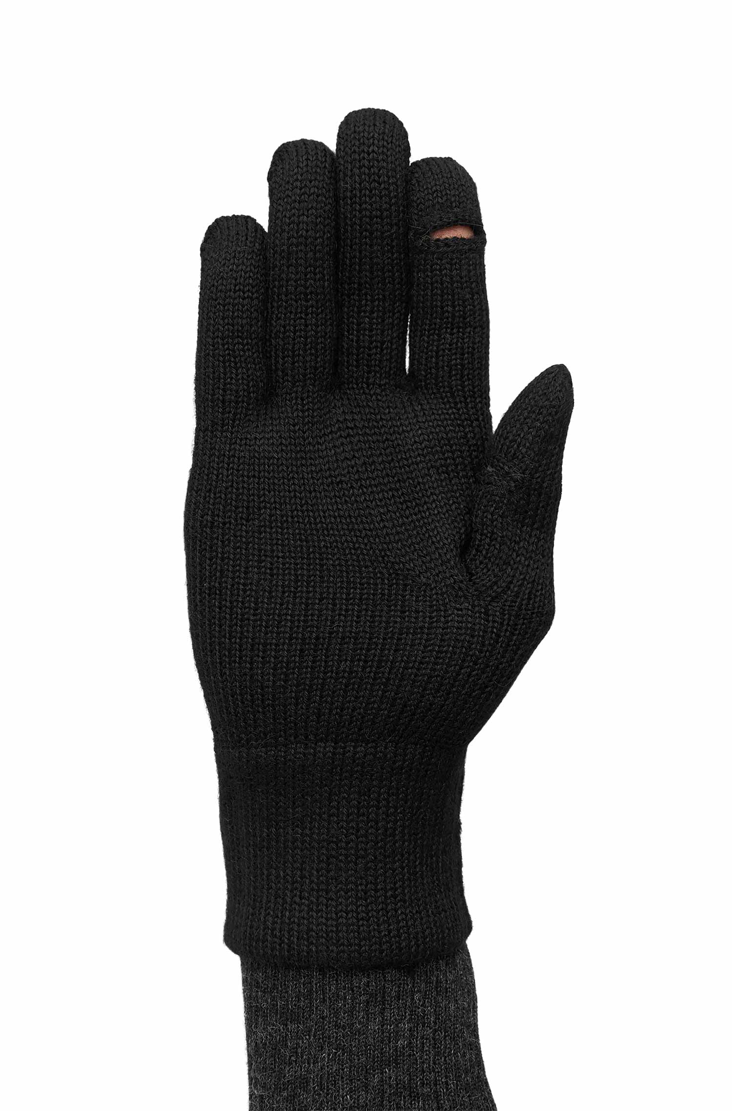 Alpaka Fingerhandschuhe TOUCH aus 100% Baby Alpaka-schwarz