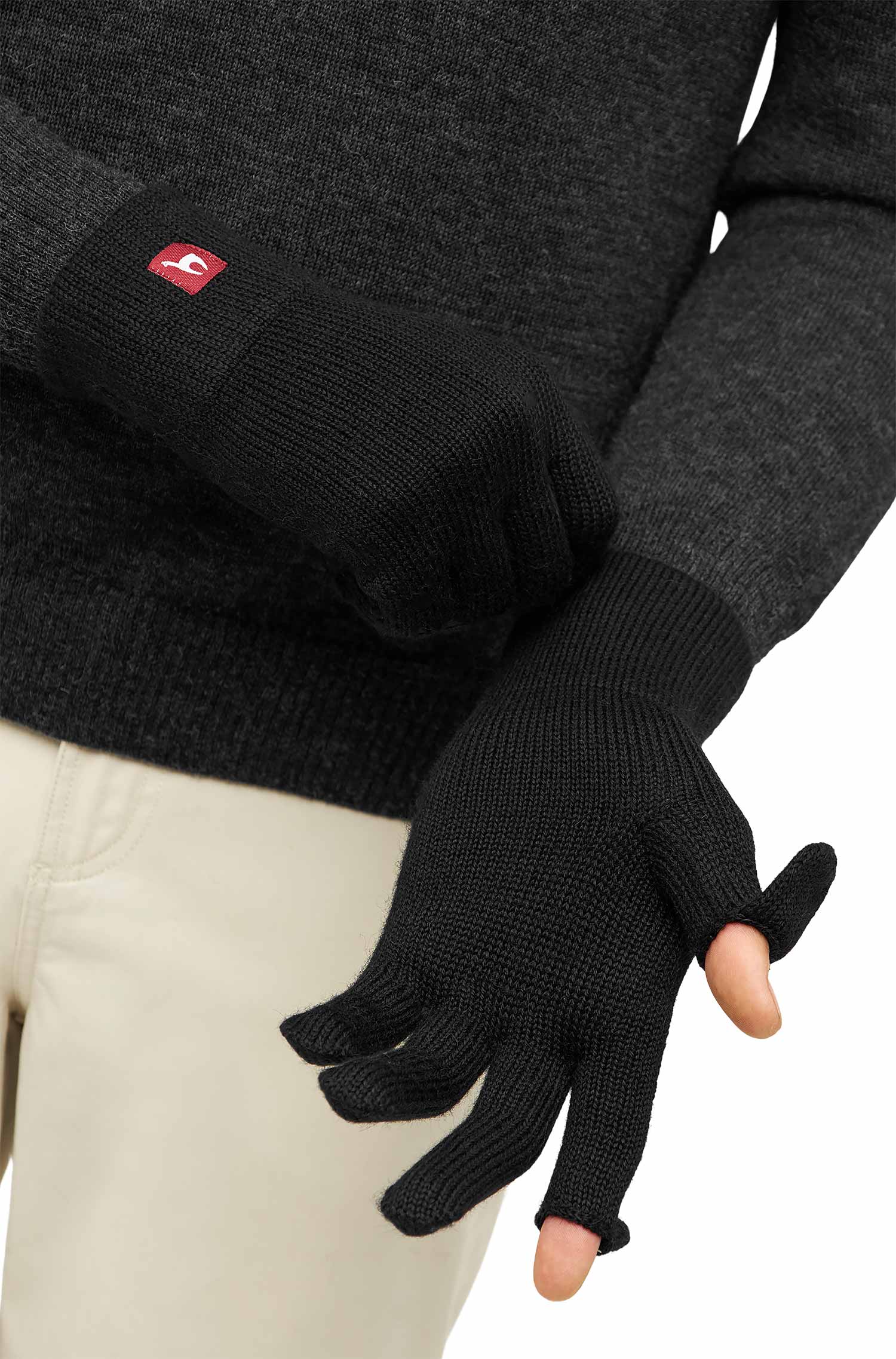 Alpaka Fingerhandschuhe TOUCH aus 100% Baby Alpaka-schwarz