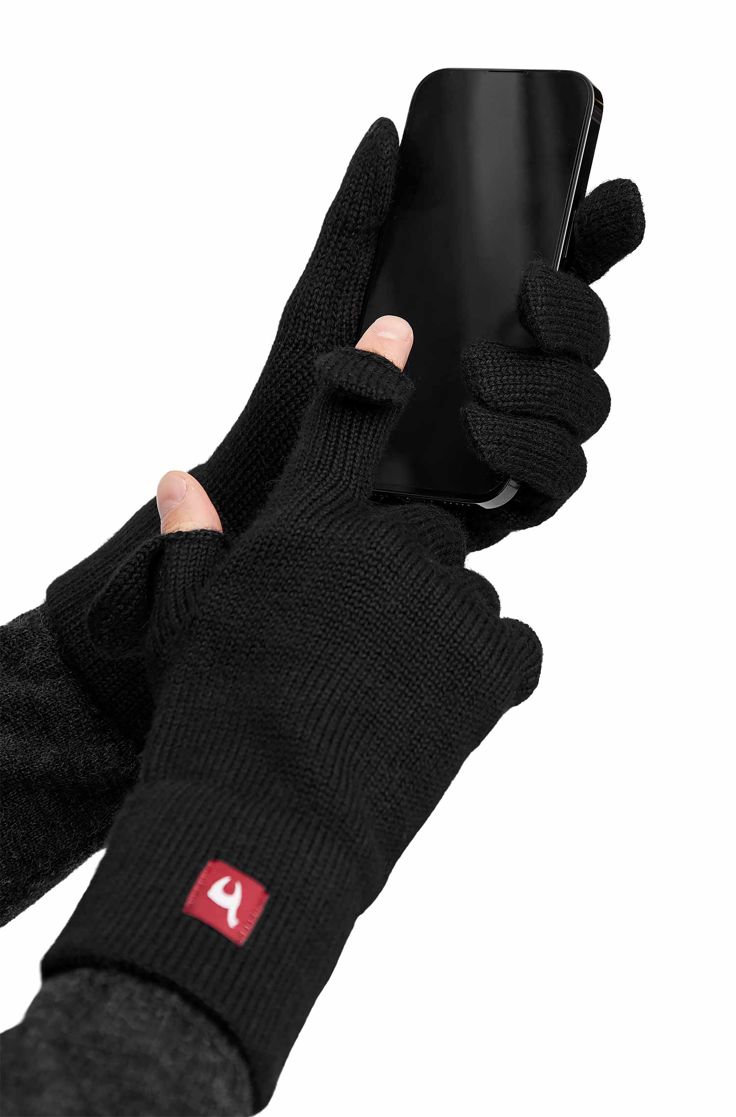 Alpaka Fingerhandschuhe TOUCH aus 100% Baby Alpaka-schwarz