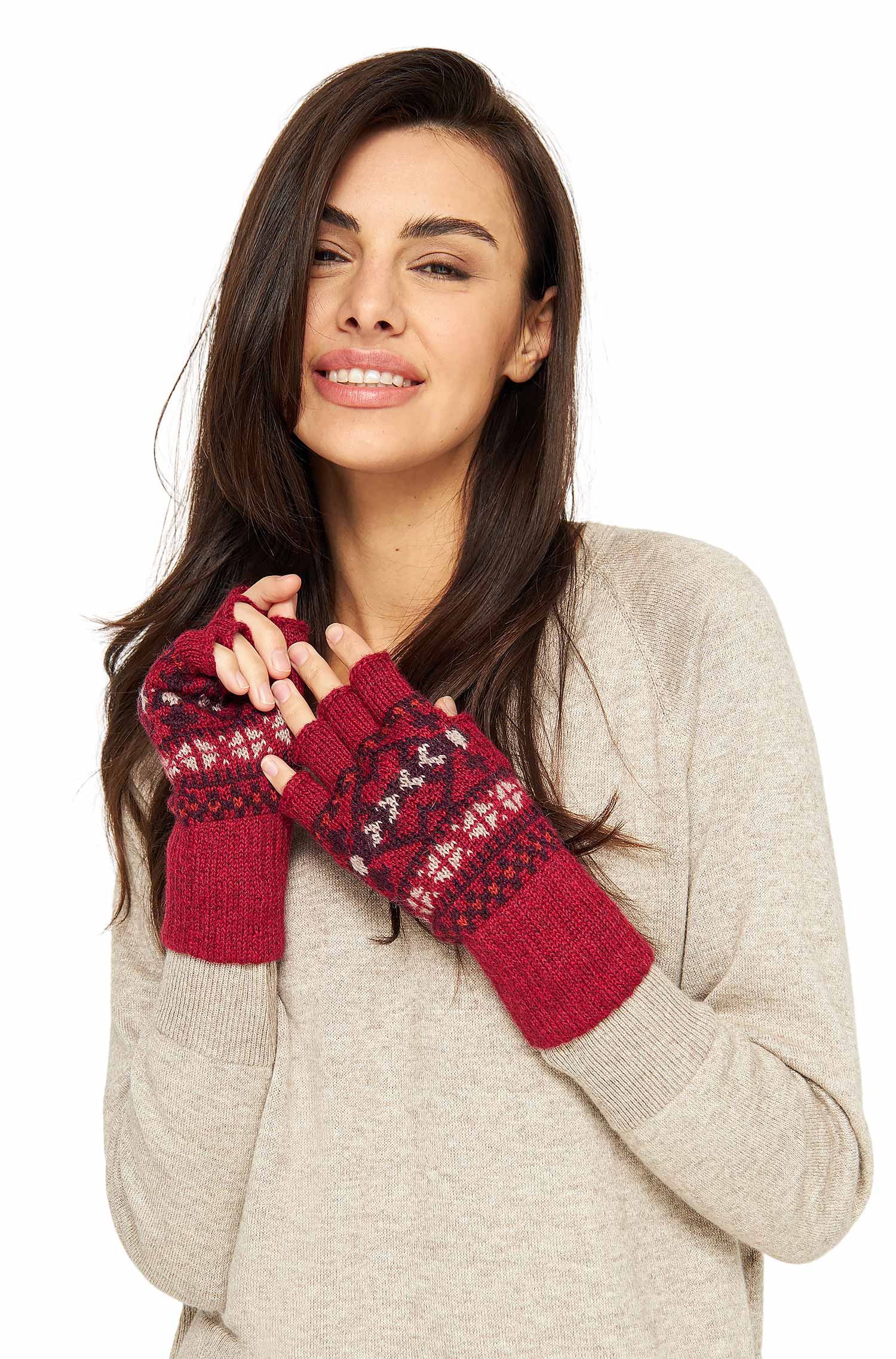 Alpaka Fingerlose Handschuhe PUKA aus 100% Baby Alpaka-puka