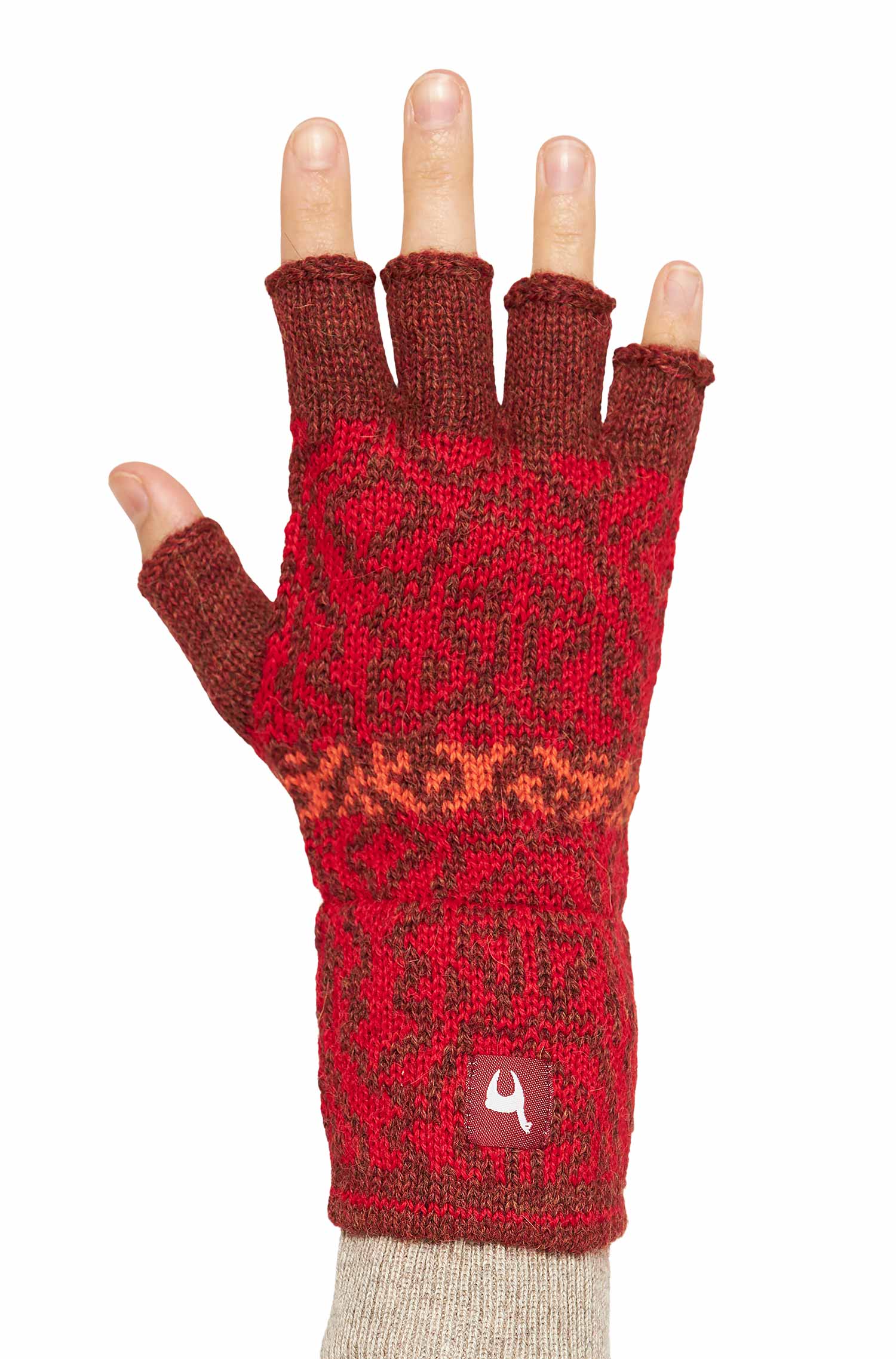 Alpaka Fingerlose Handschuhe CHIMU aus 100% Baby Alpaka-rot