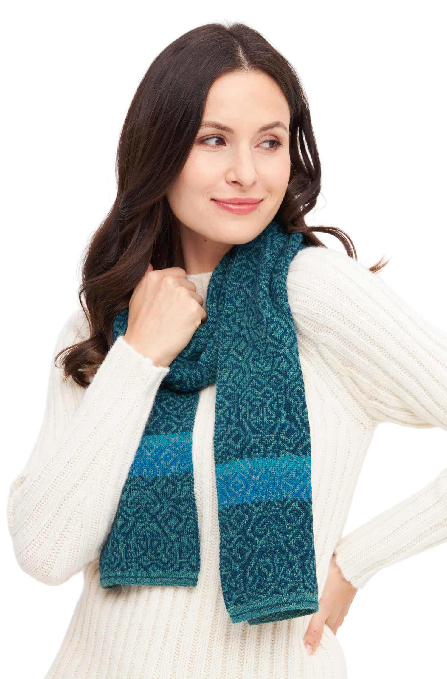 Alpaka Schal CHIMU aus 100% Baby Alpaka-türkis