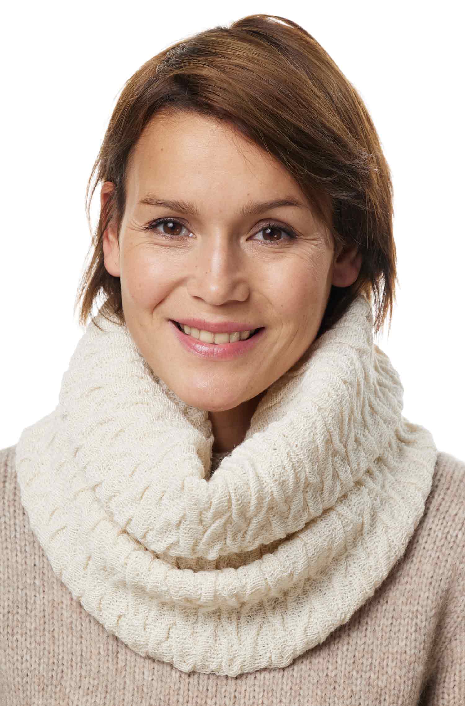 Alpaka BIESEN Ringschal aus 100% Baby Alpaka-wollweiss