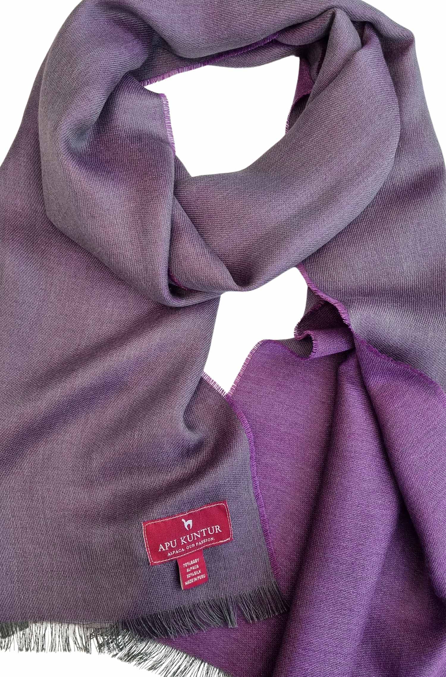 Alpaka Seiden Schal DUO aus 70% Baby Alpaka & 30% Seide-lila