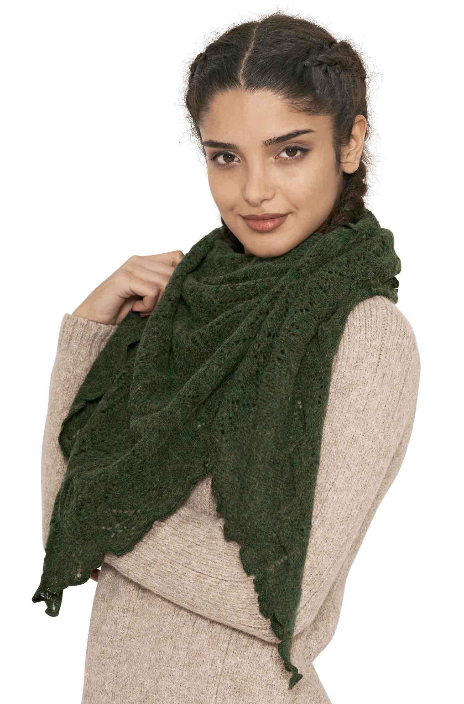 Alpaka Schal HADIA aus 55% Baby Alpaka & 26% Merino-grün