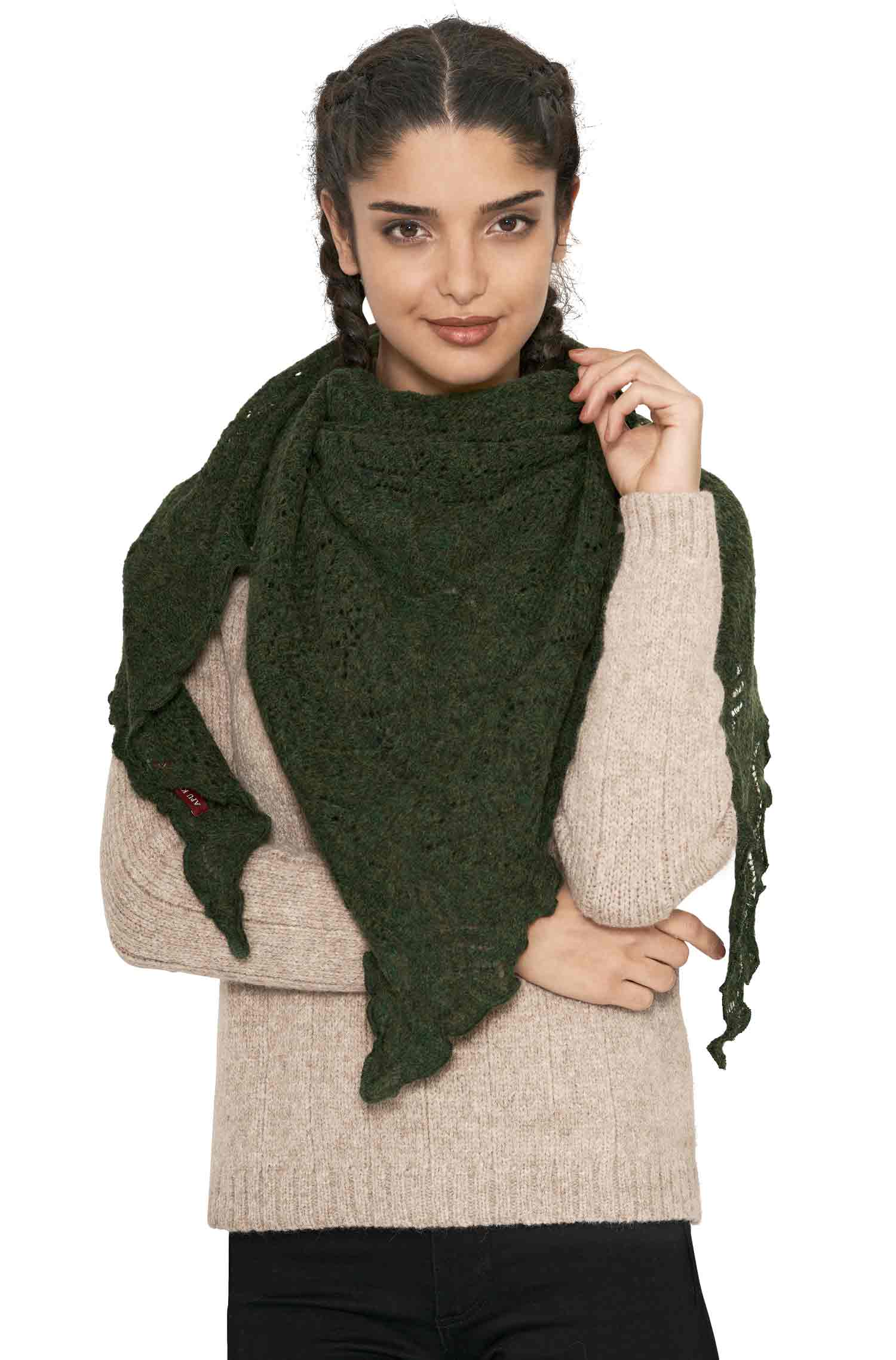 Alpaka Schal HADIA aus 55% Baby Alpaka & 26% Merino-grün