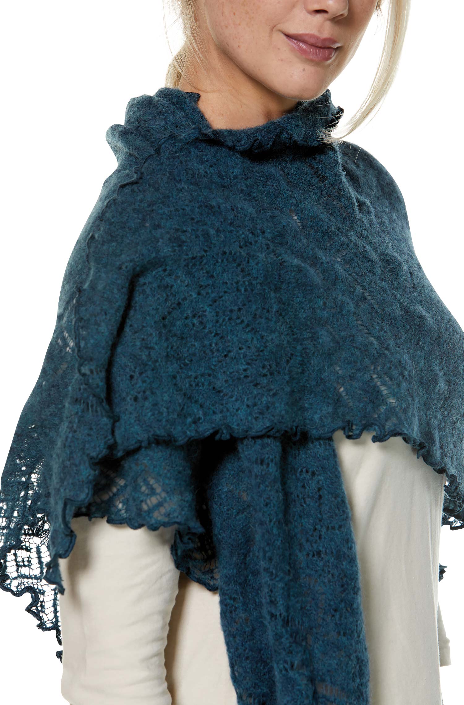 Alpaka Schal HADIA aus 55% Baby Alpaka & 26% Merino-petrol