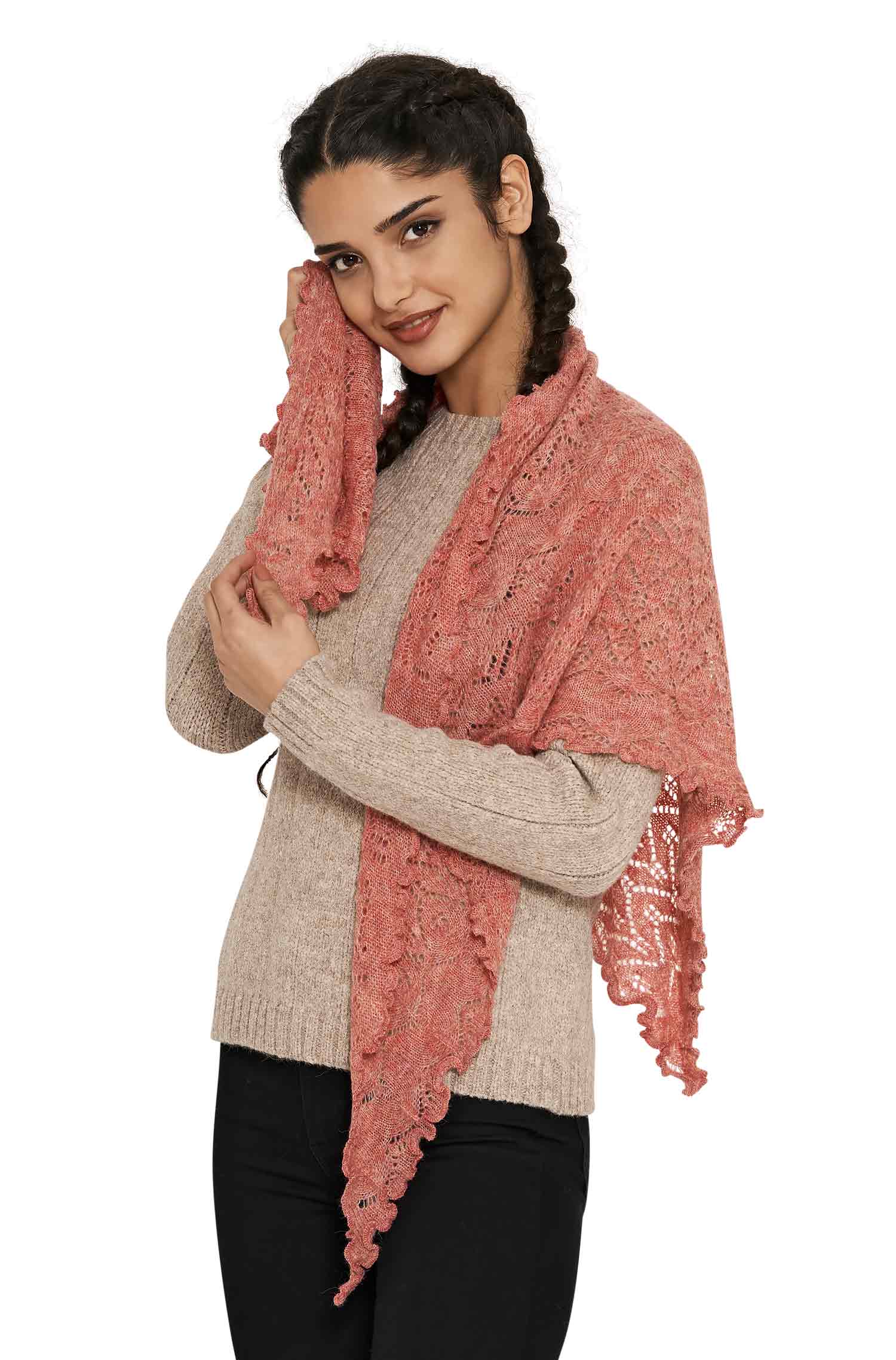 Alpaka Schal HADIA aus 55% Baby Alpaka & 26% Merino-rosa