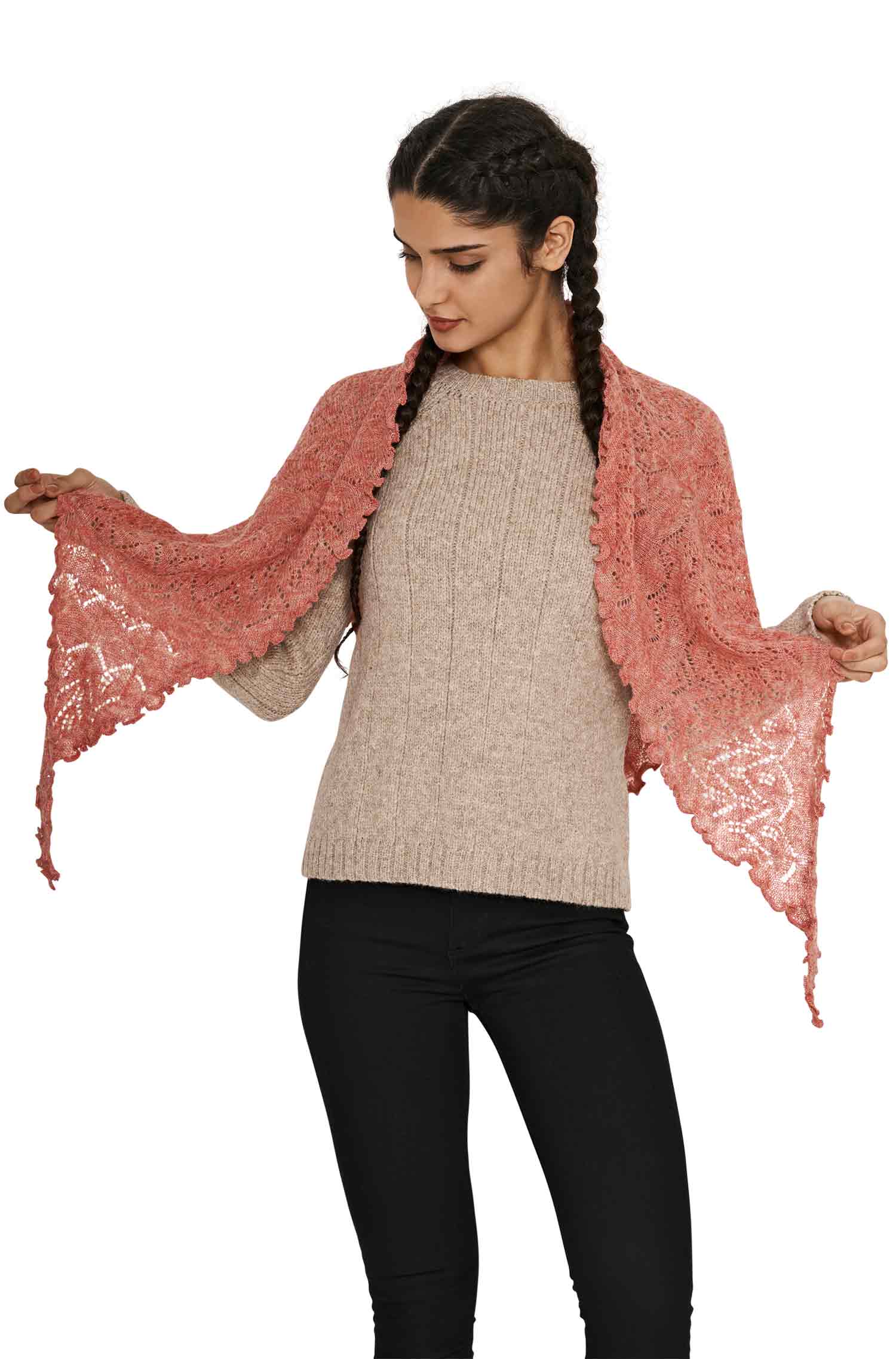 Alpaka Schal HADIA aus 55% Baby Alpaka & 26% Merino-rosa