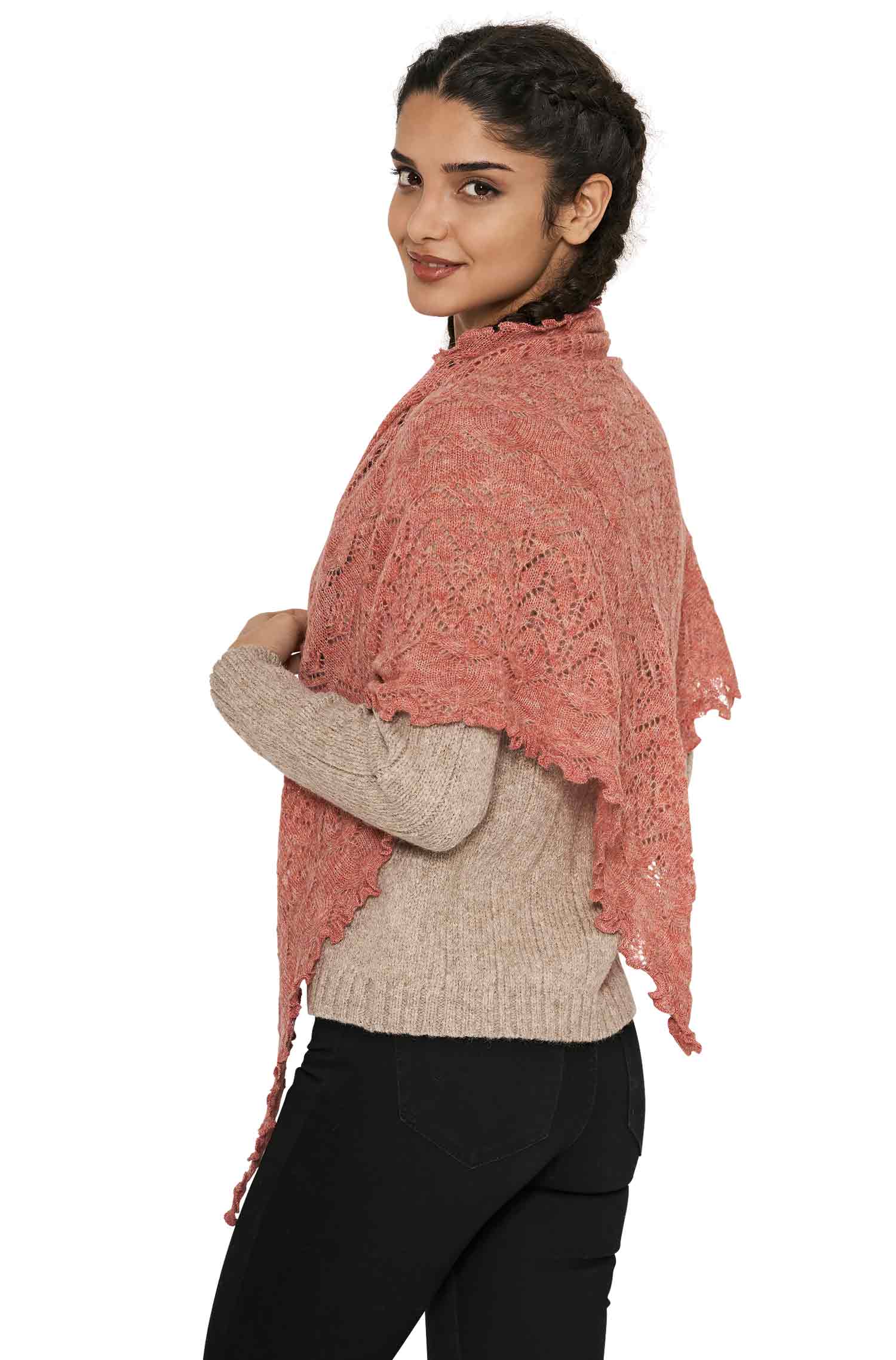 Alpaka Schal HADIA aus 55% Baby Alpaka & 26% Merino-rosa