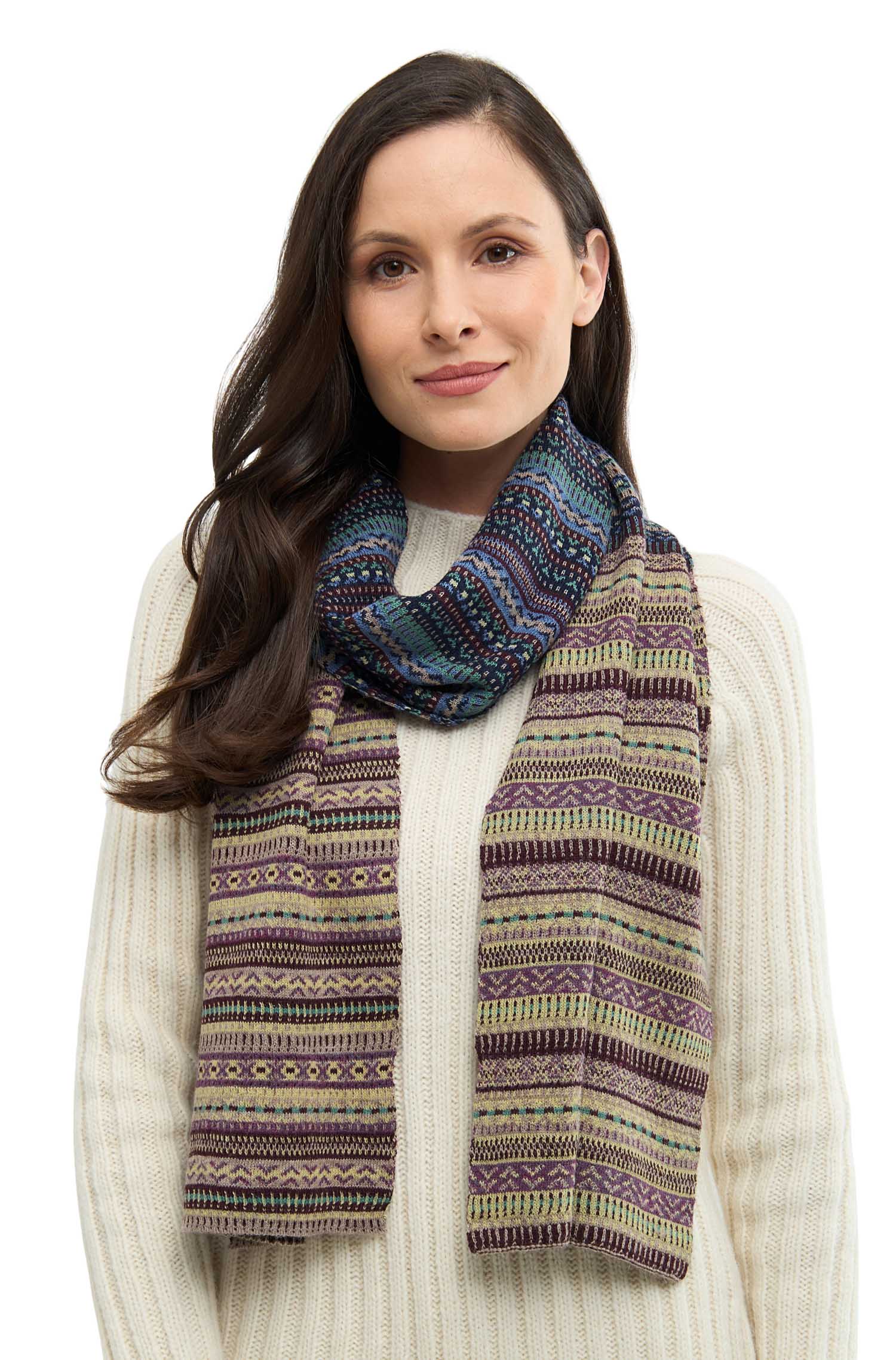 Alpaka Schal DILAYA aus 100% Baby Alpaka-sand multi