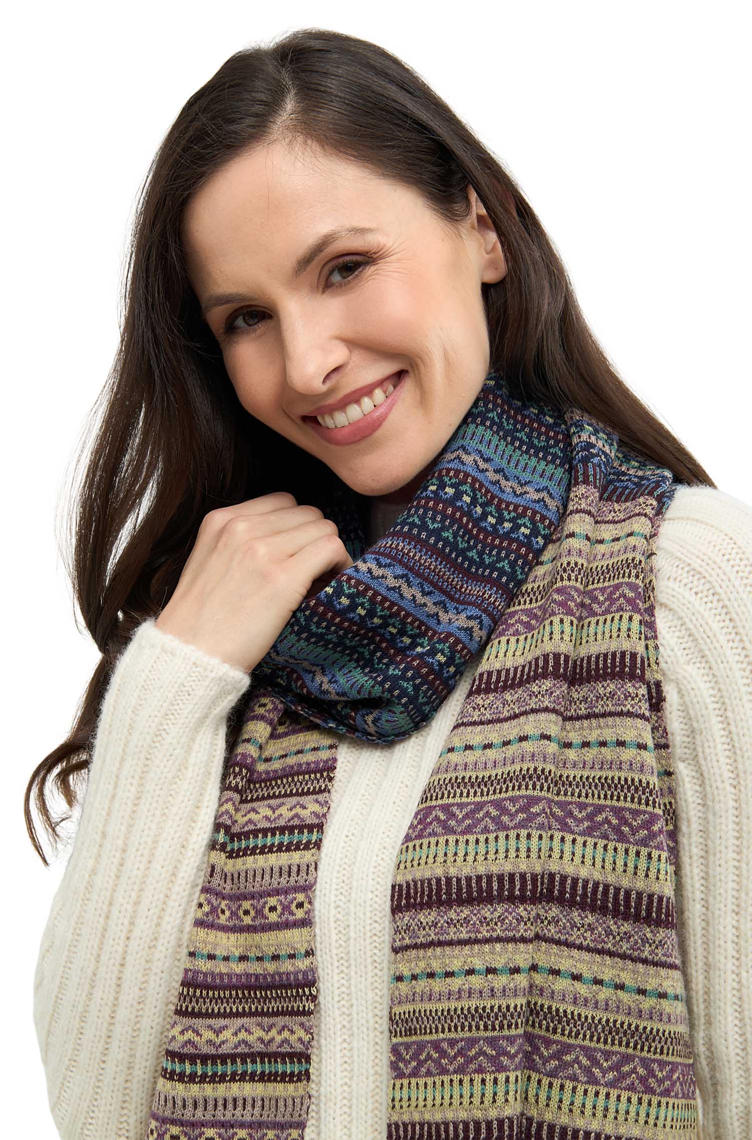 Alpaka Schal DILAYA aus 100% Baby Alpaka-sand multi