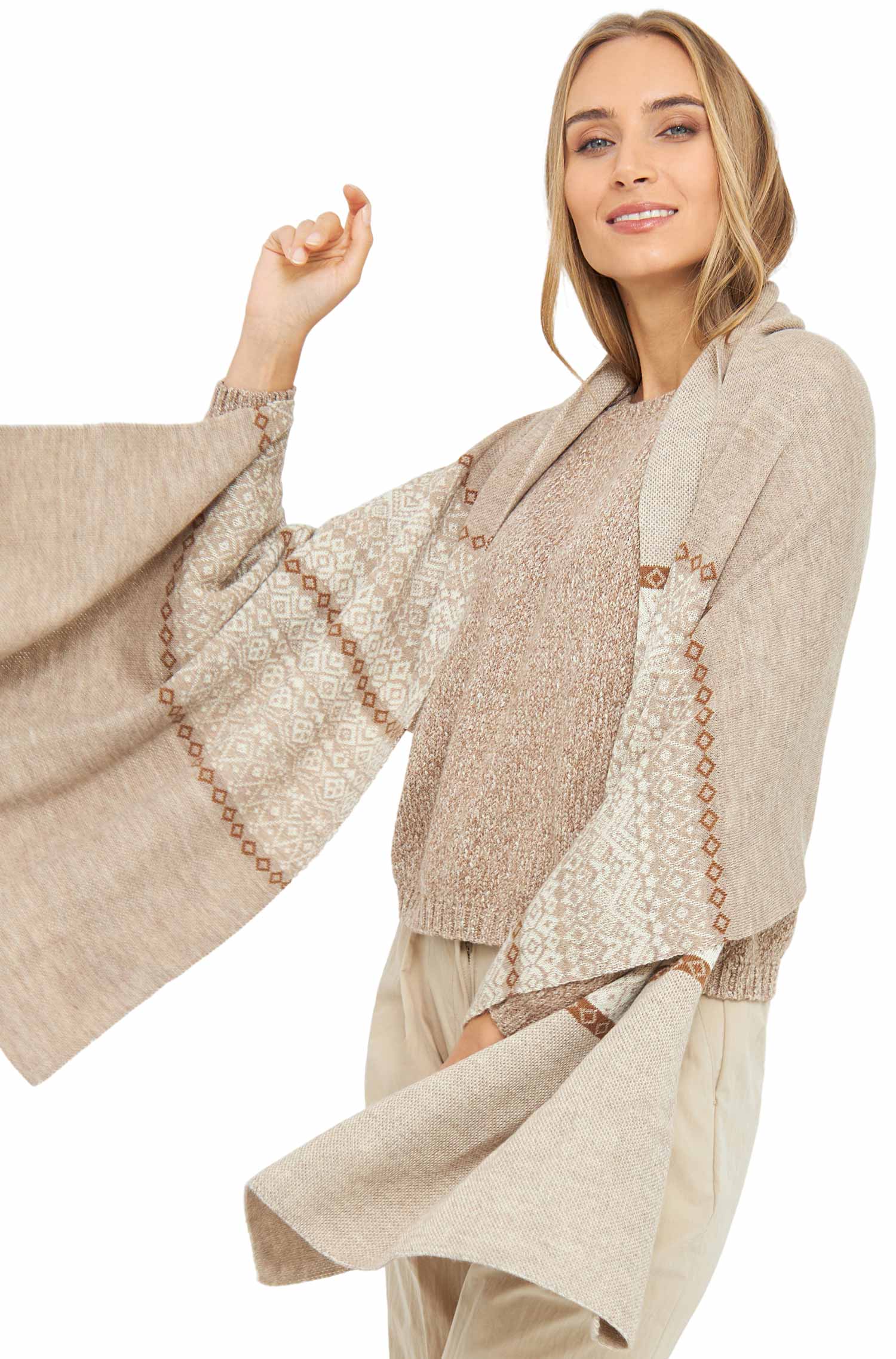 Alpaka Strick-Schal CARLY aus 100% Baby Alpaka-natur