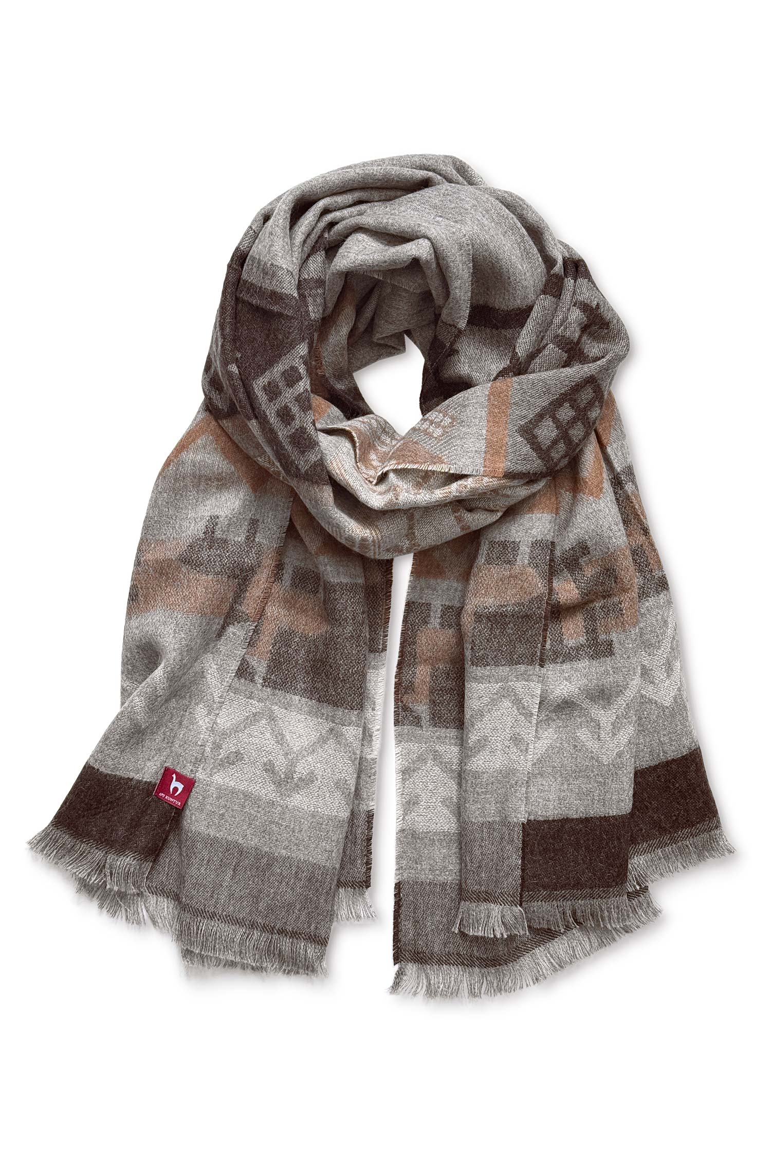 Alpaka Webschal CAMINO aus 100% Baby Alpaka-stein/mokka