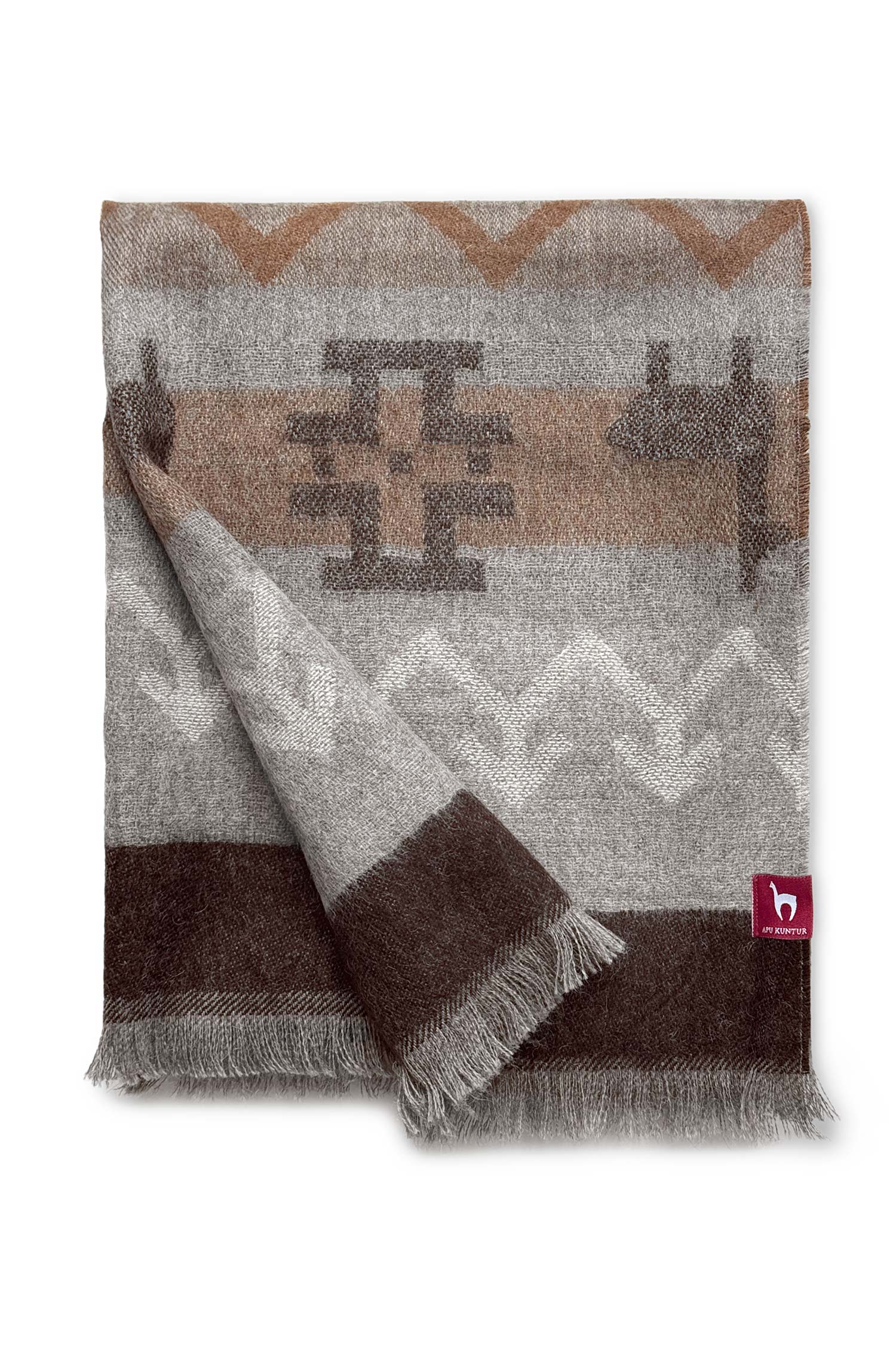 Alpaka Webschal CAMINO aus 100% Baby Alpaka-stein/mokka