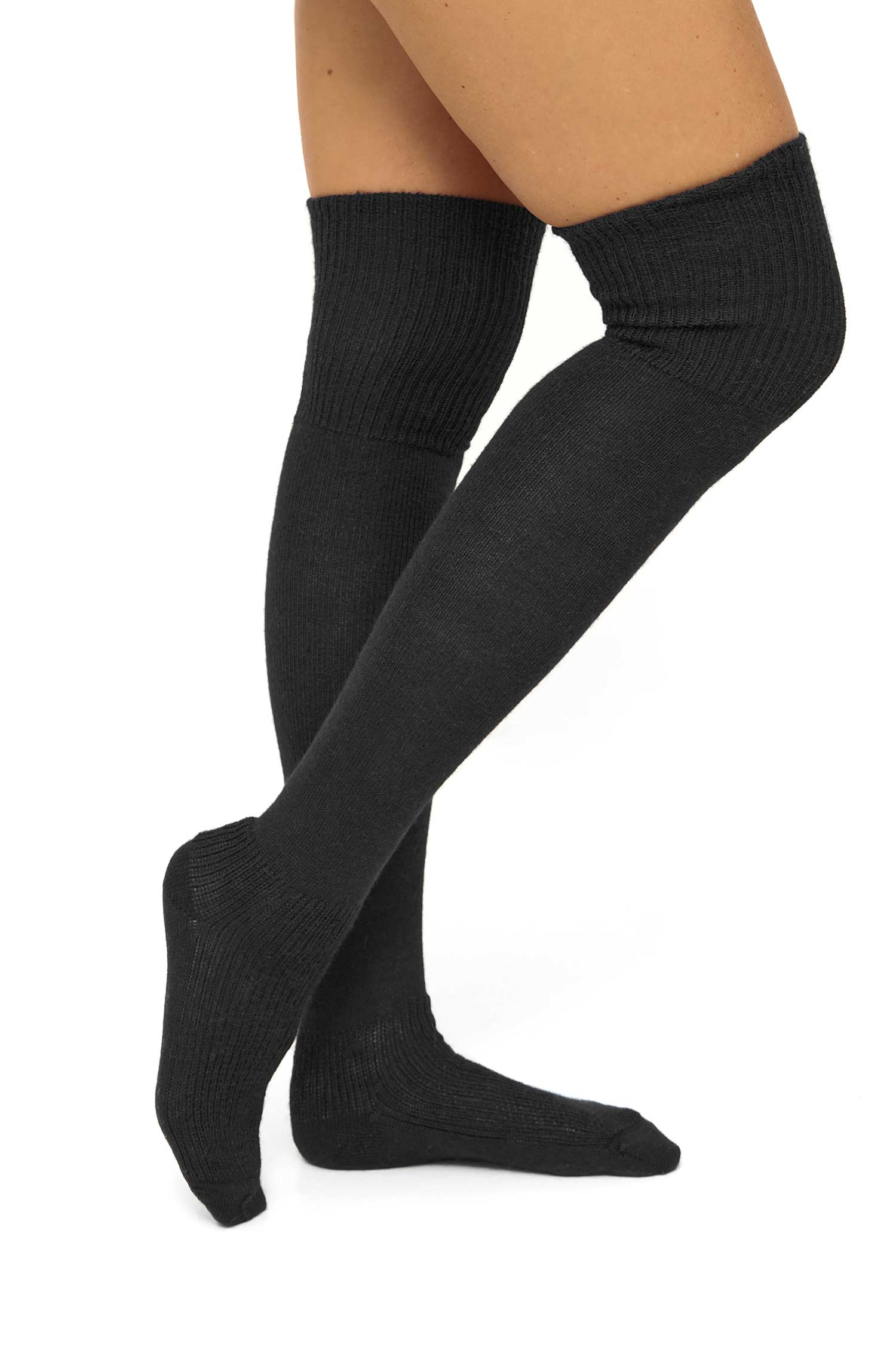 Alpaka Socken OVERKNEE-schwarz