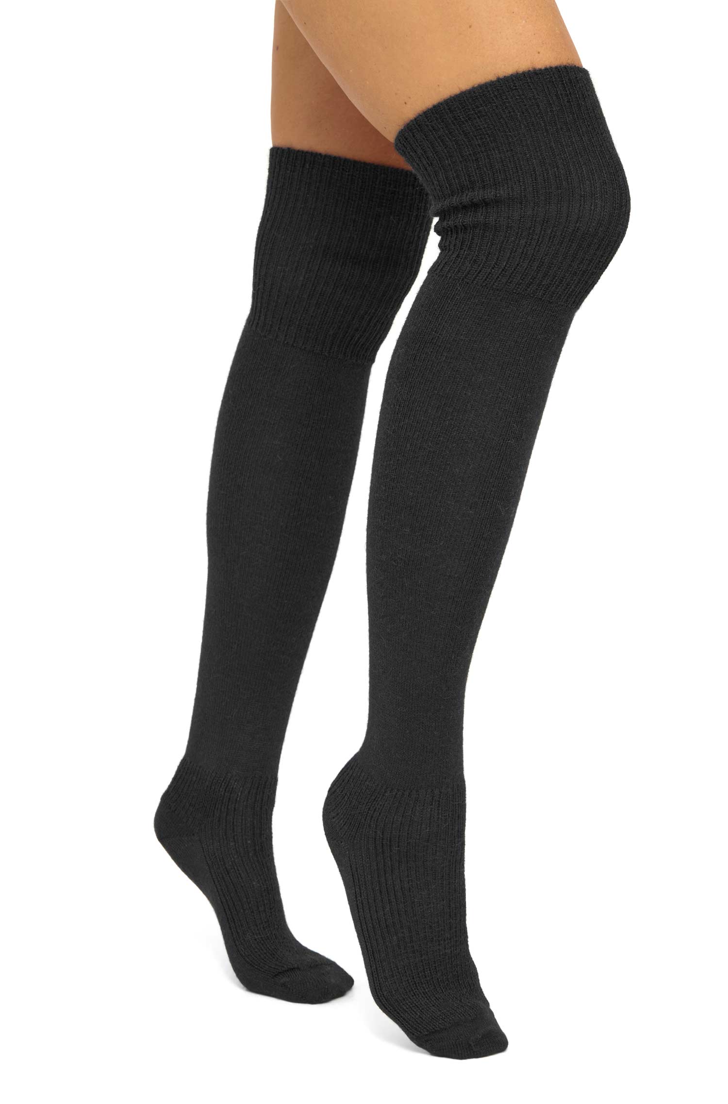 Alpaka Socken OVERKNEE-schwarz