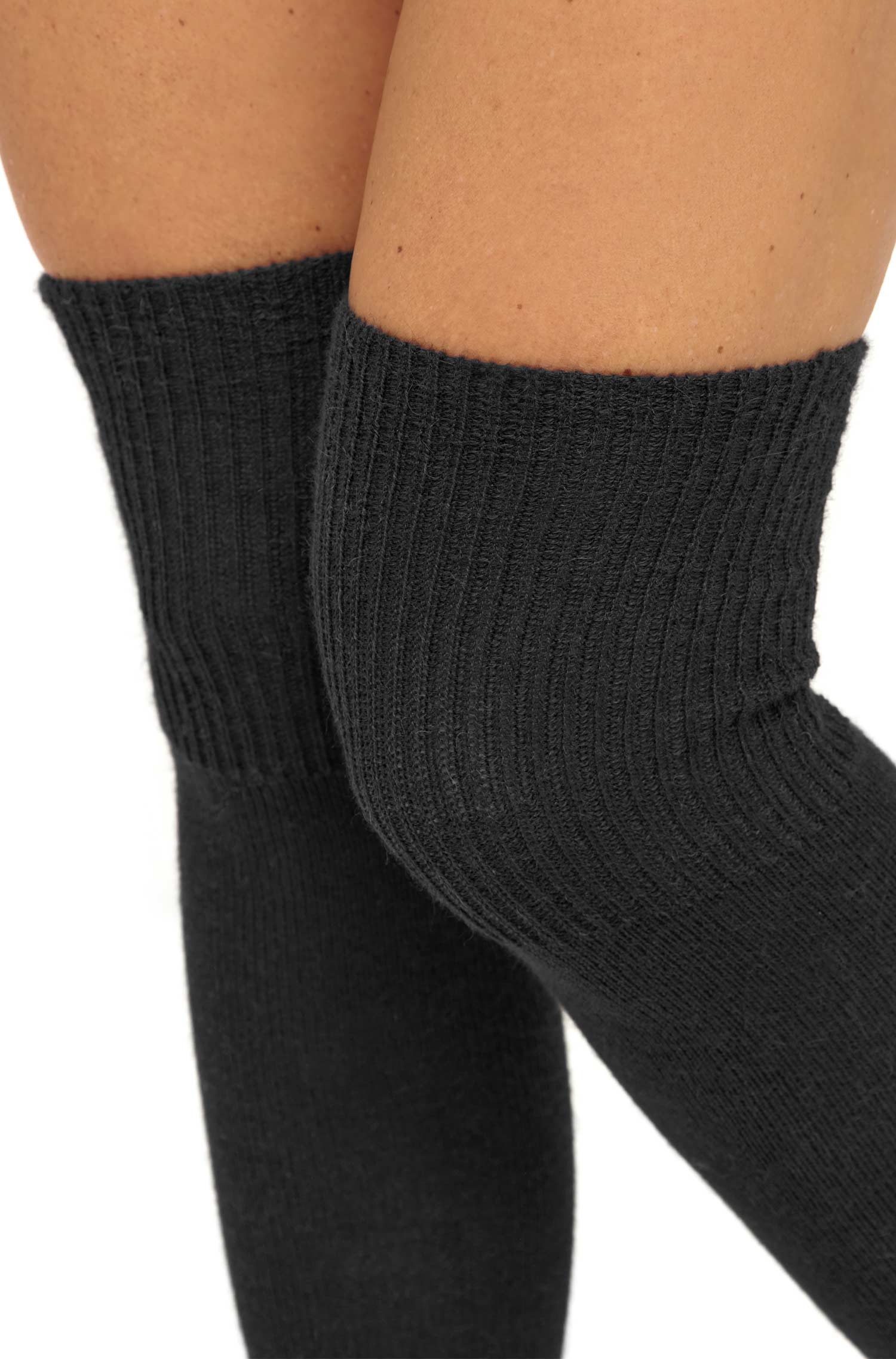 Alpaka Socken OVERKNEE-schwarz
