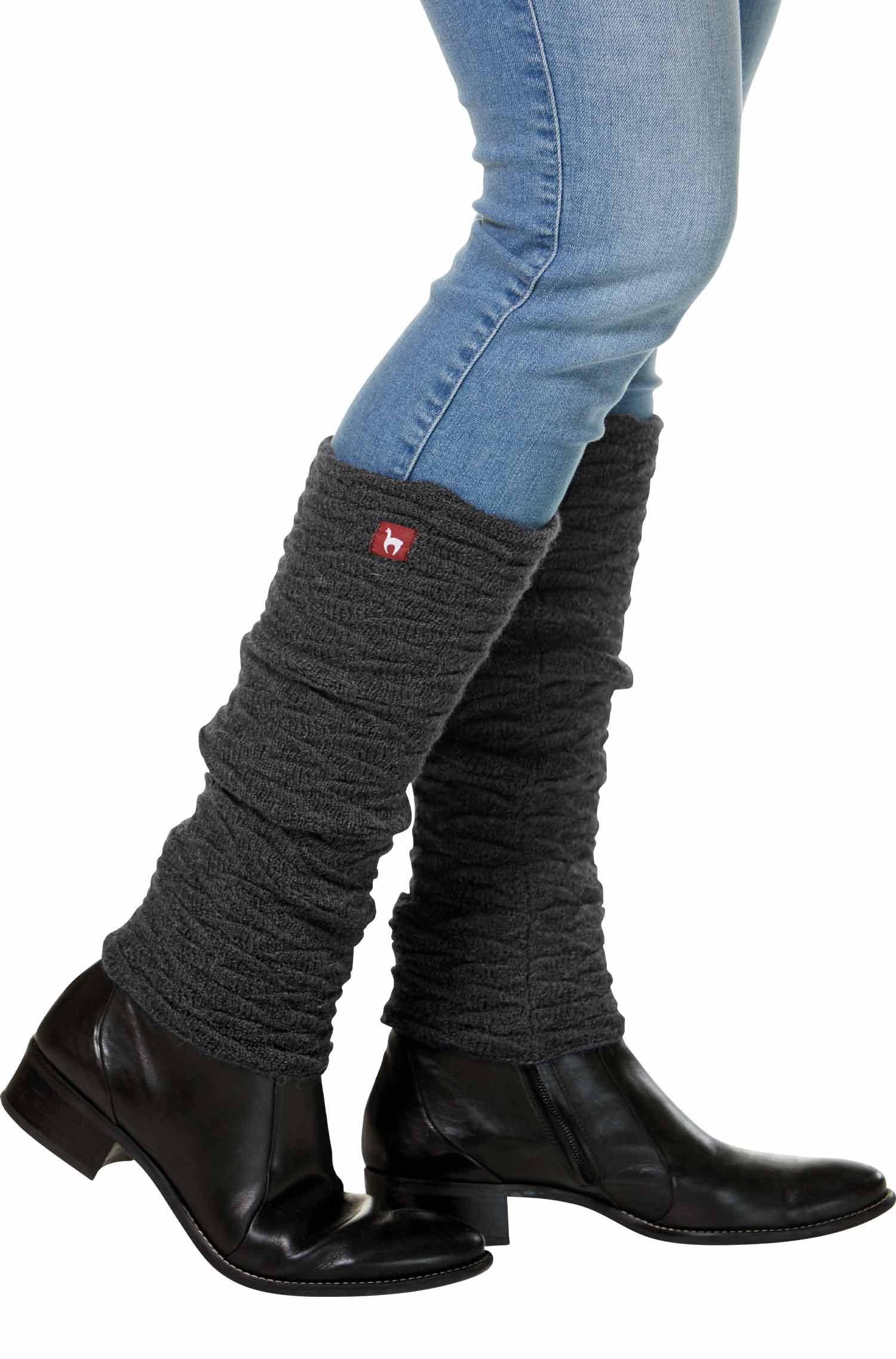 Alpaka Beinstulpen BIESEN aus 100% Baby Alpaka-anthrazit