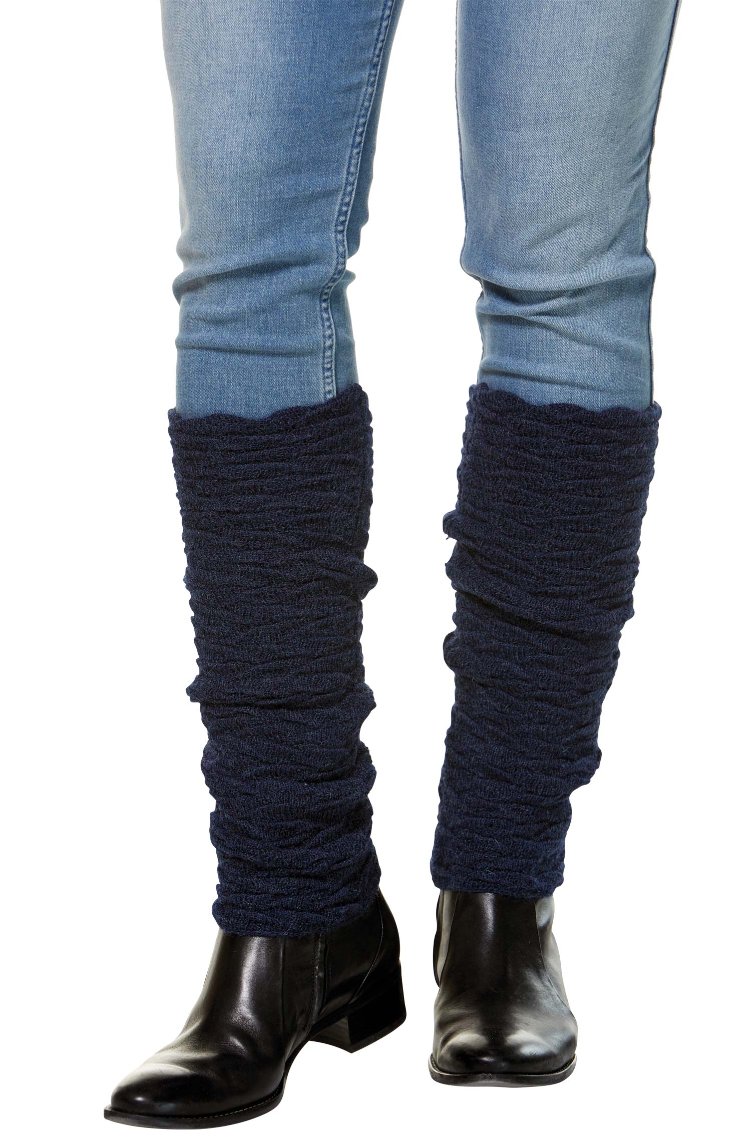 Alpaka Beinstulpen BIESEN aus 100% Baby Alpaka-blau meliert