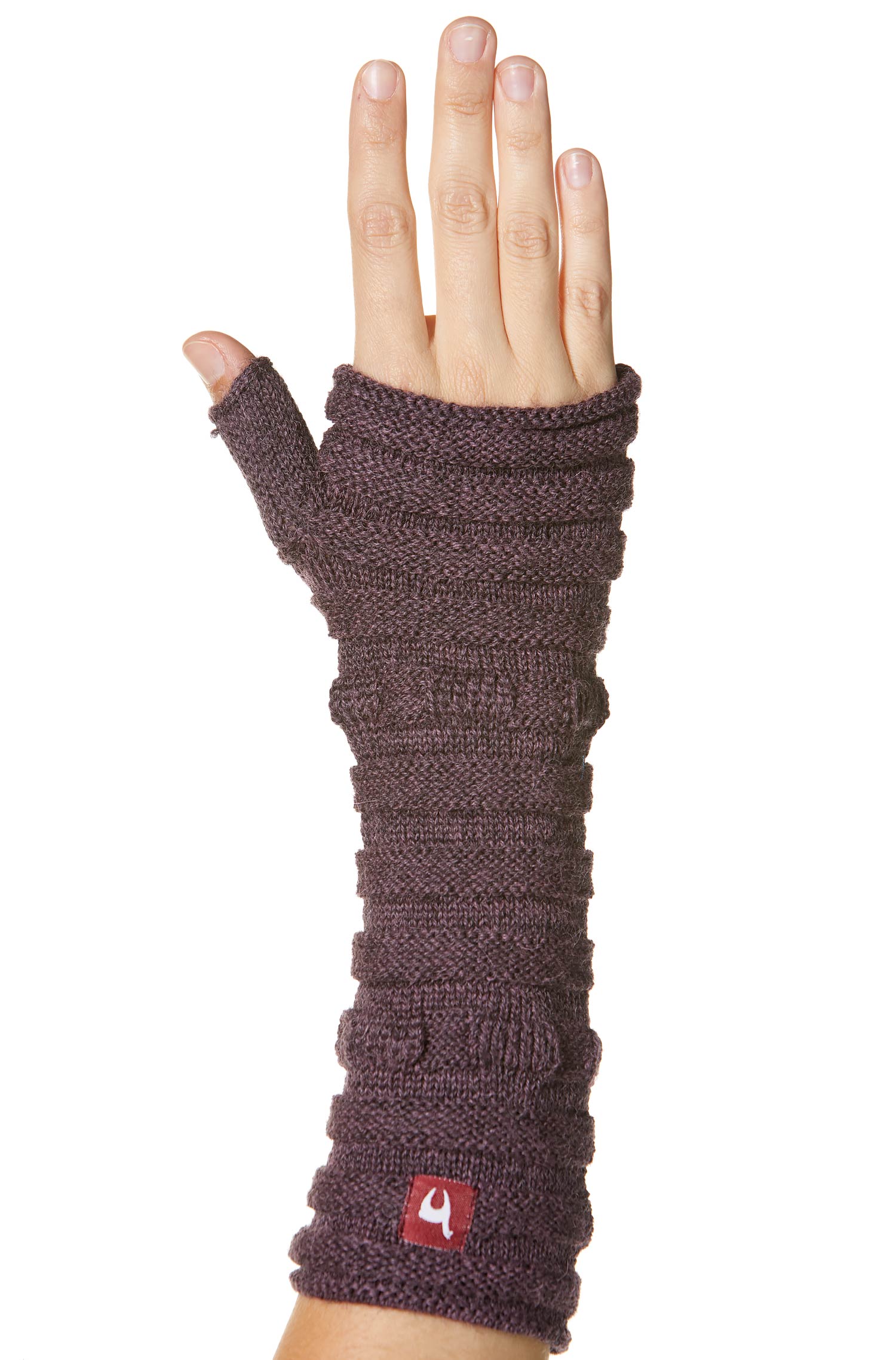 Alpaka Pulswärmer ESPIGA aus 100% Baby Alpaka-aubergine meliert
