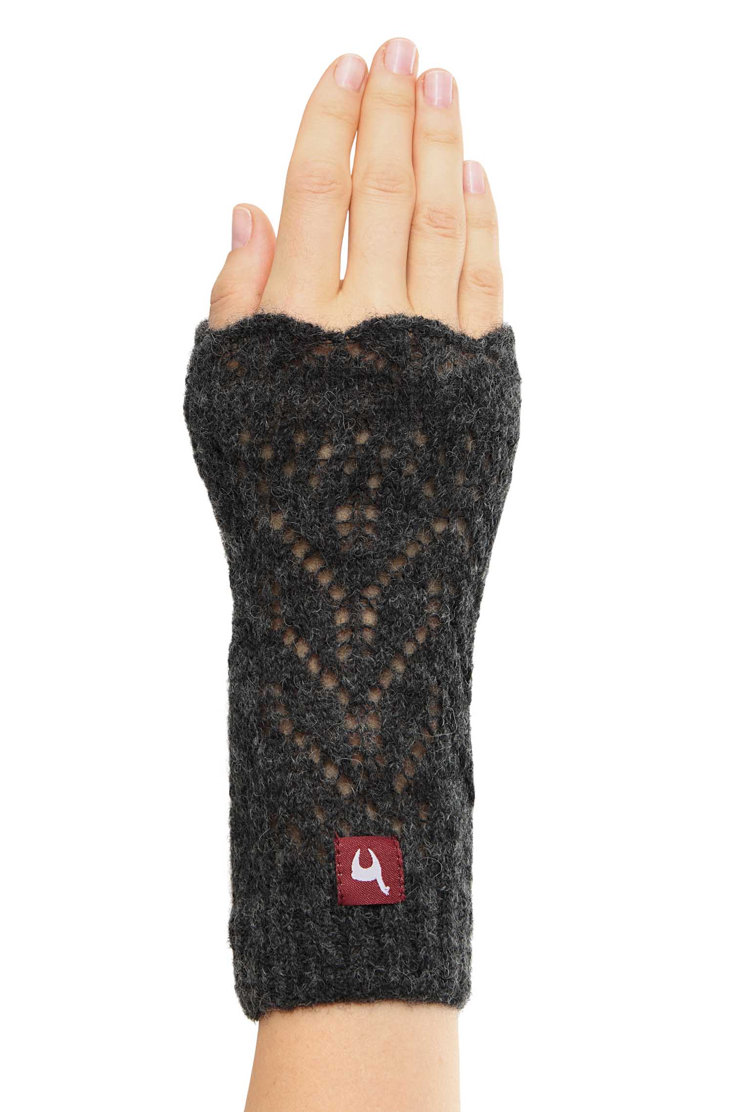 Alpaka Pulswärmer HADIA aus 55% Baby Alpaka & 26% Merino-anthrazit